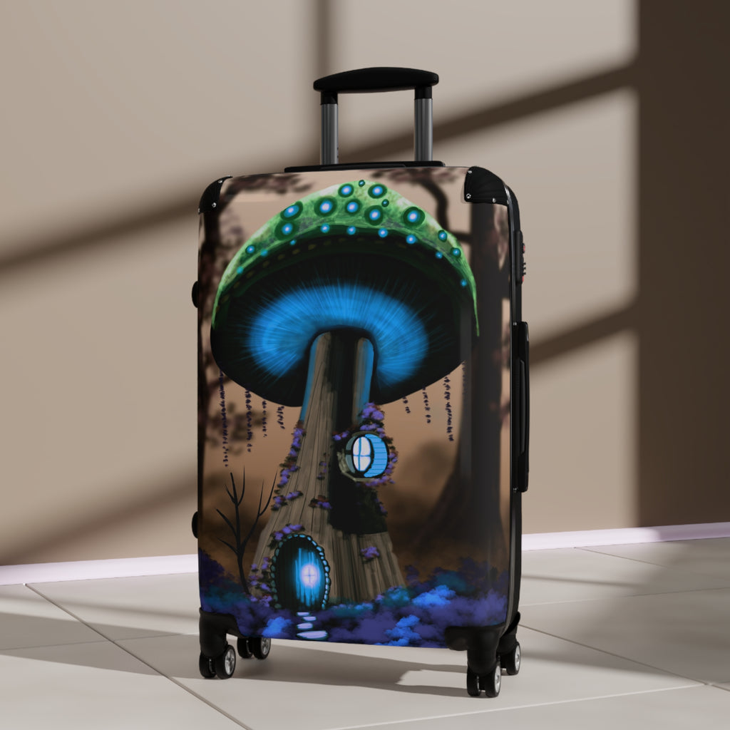 Glow Mushroom Suitcase — Fantasy Luggage with Neon Fungi Design