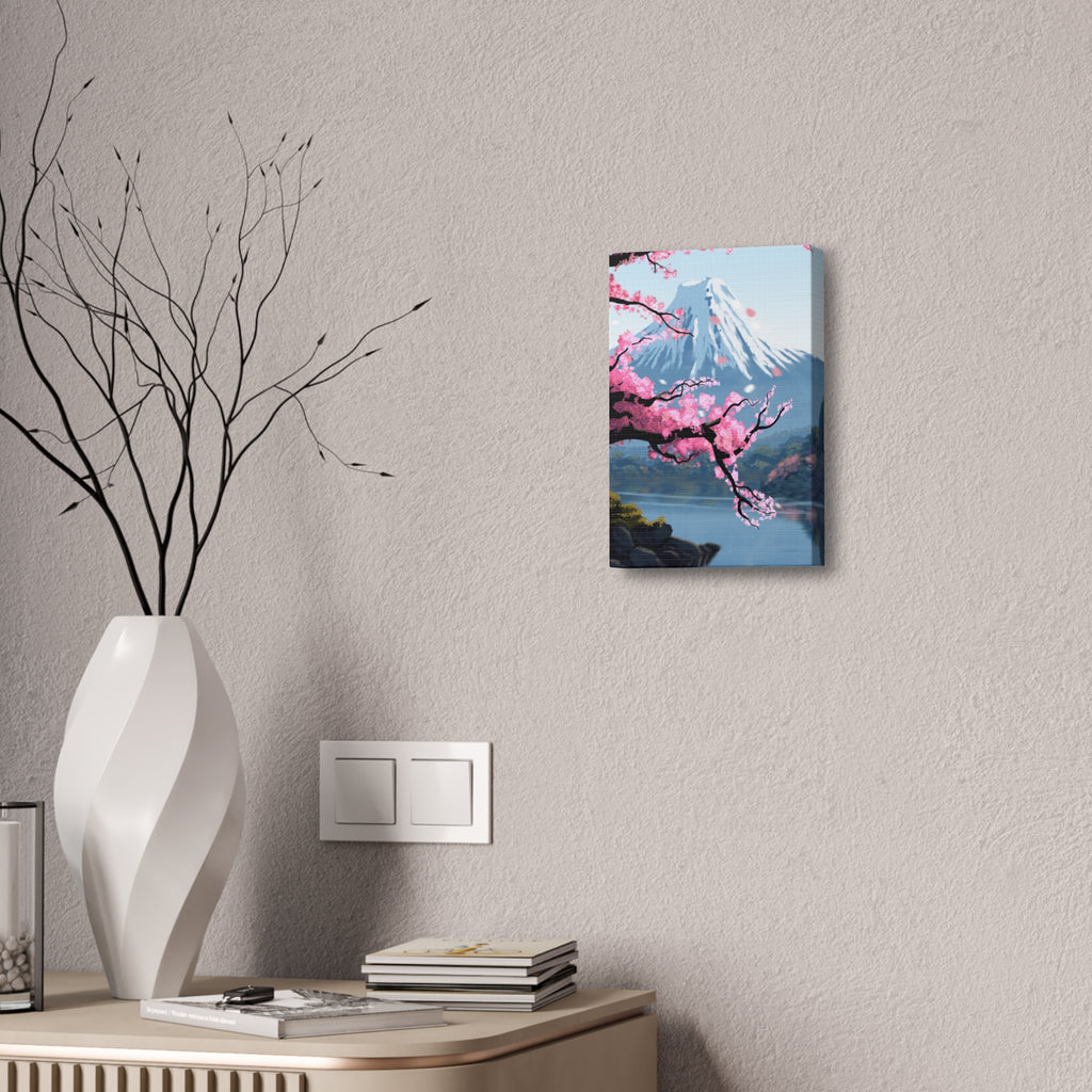 Canvas: Japanese Cherry Blossom Mount Fuji Stretched Wall Art