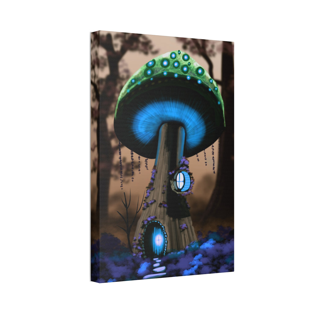 Mushroom House Canvas Print — Fantasy Woodland Wall Art