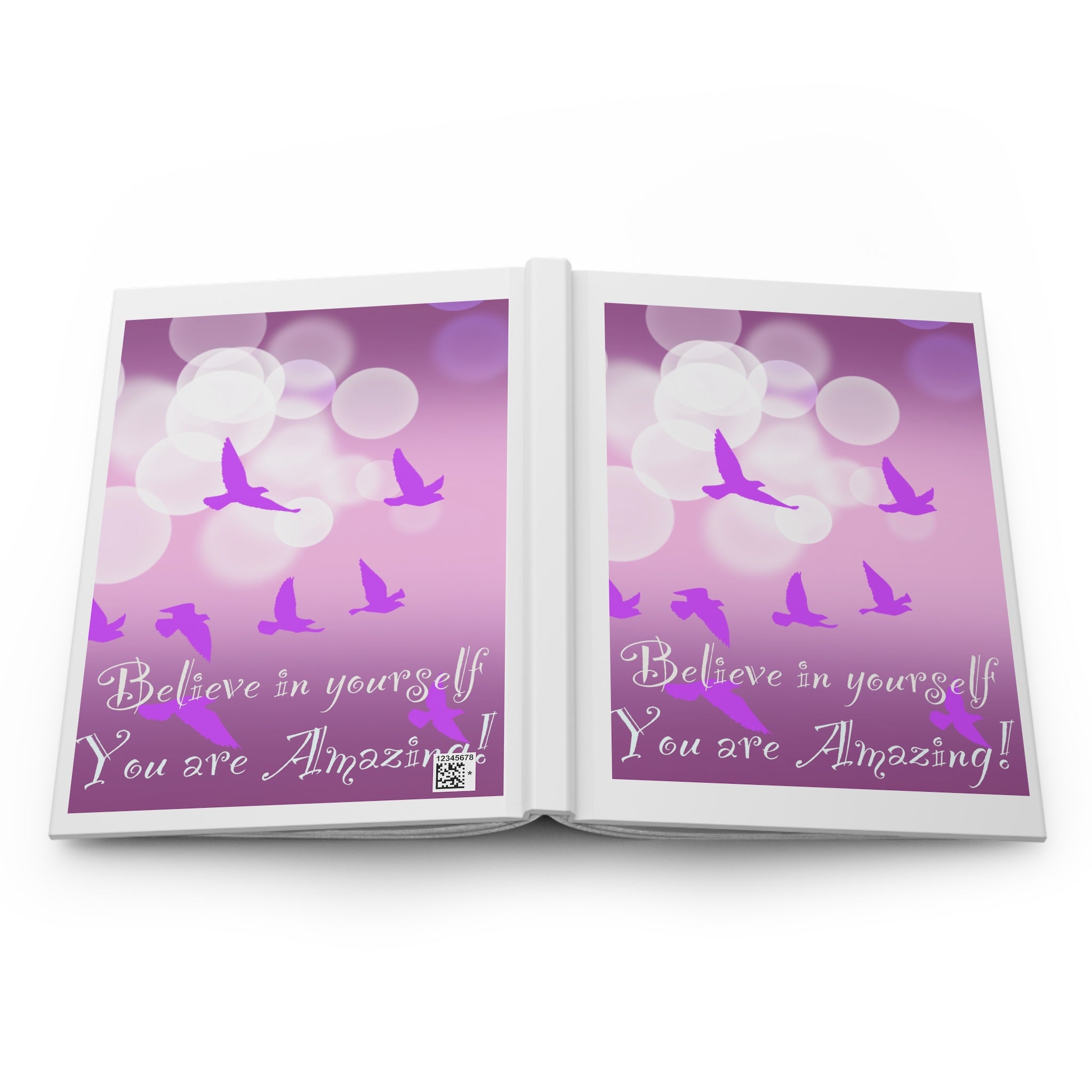 Hardcover Journal — "Believe in Yourself, You Are Amazing" Inspirational Notebook (Pink Birds)