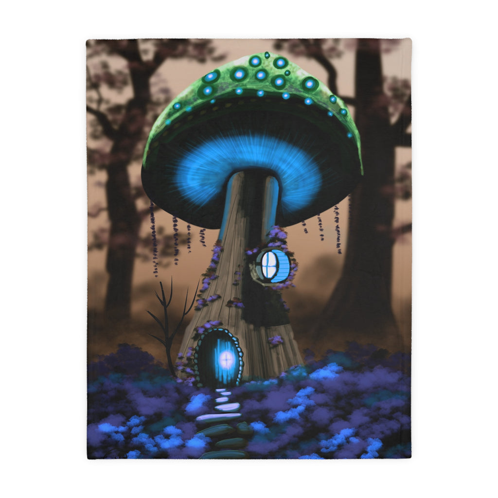 Mystical Mushroom House Blanket — Cozy Two-Sided Velveteen Throw