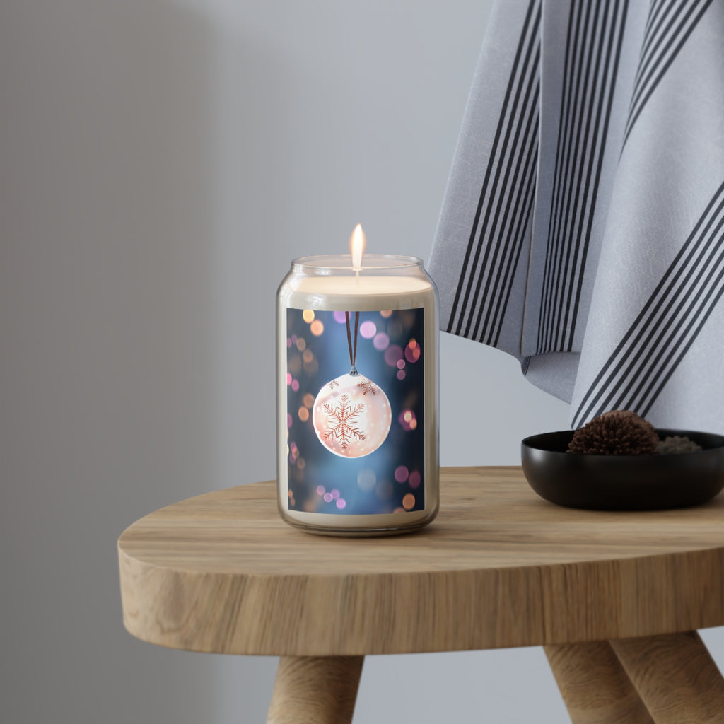 Holiday Ornament Soy Candle — Scented 13.75oz (Snowflake Bokeh)