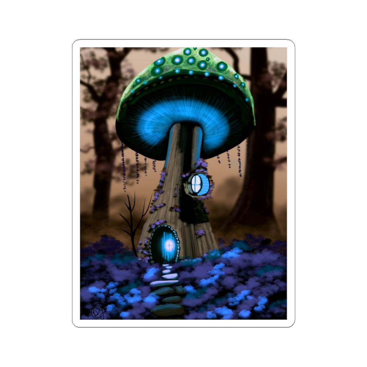 Mystical Glowing Mushroom Sticker — Fantasy Forest Kiss-Cut Vinyl
