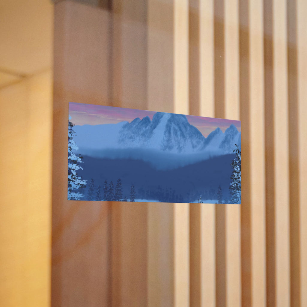 Aurora Mountain Die-Cut Sticker — Winter Snowscape Sticker