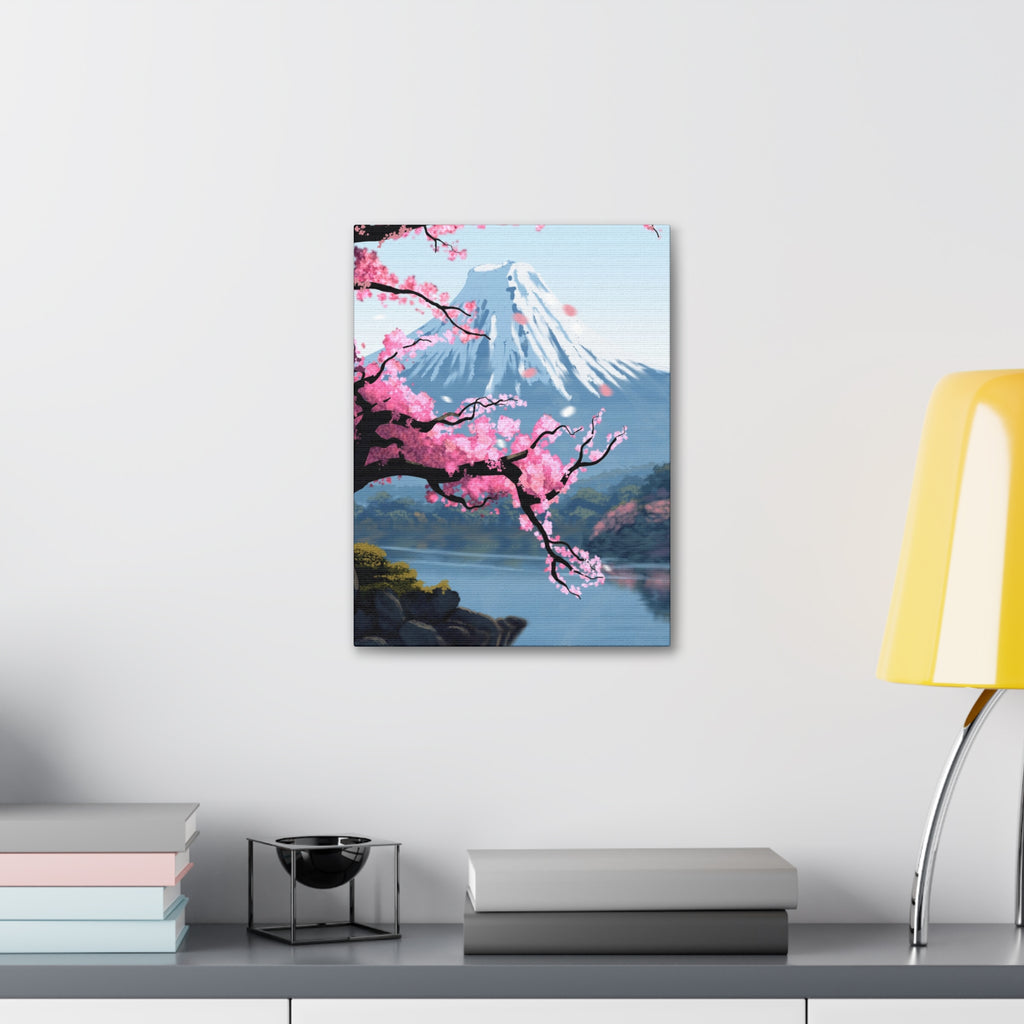 Canvas: Japanese Cherry Blossom Mount Fuji Stretched Wall Art