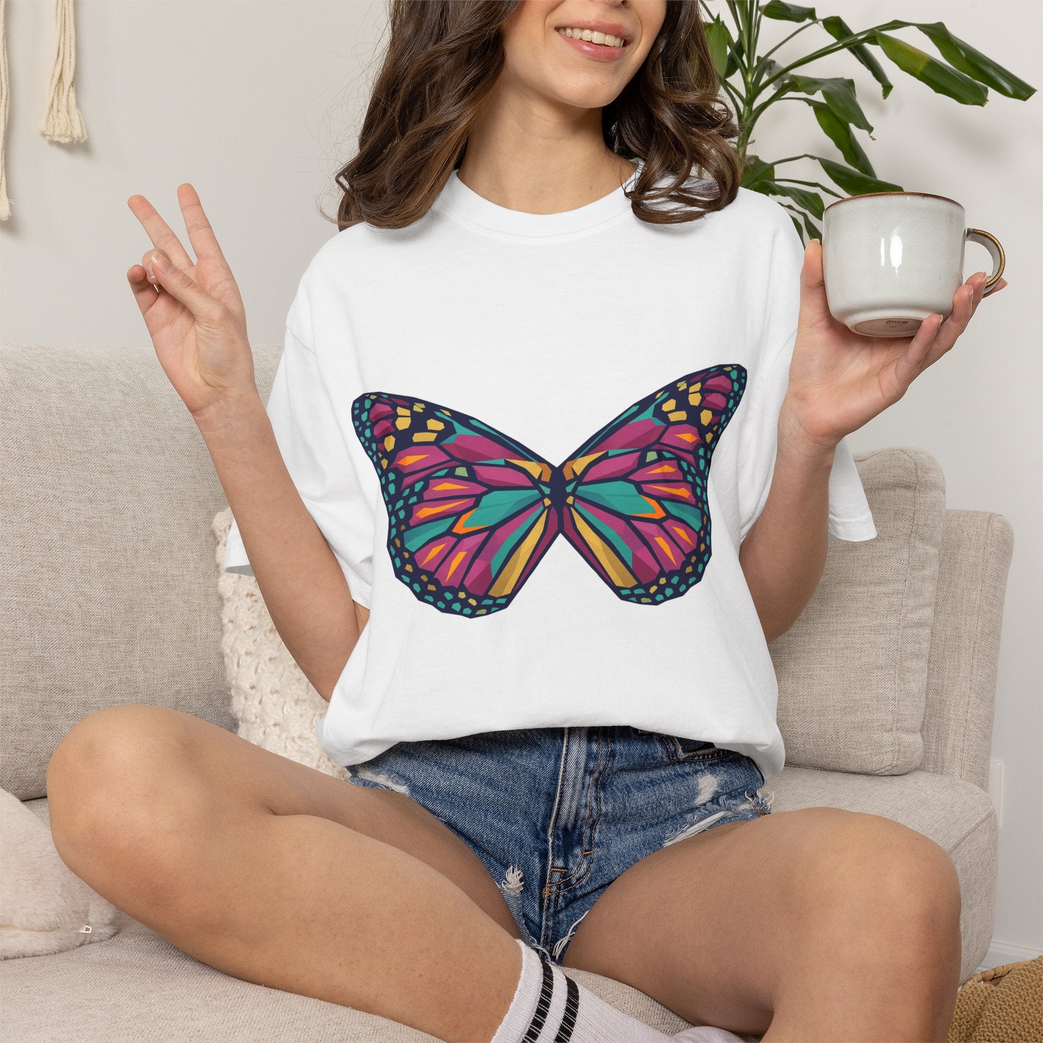 Butterfly Graphic T-Shirt — Colorful Monarch Wings Tee
