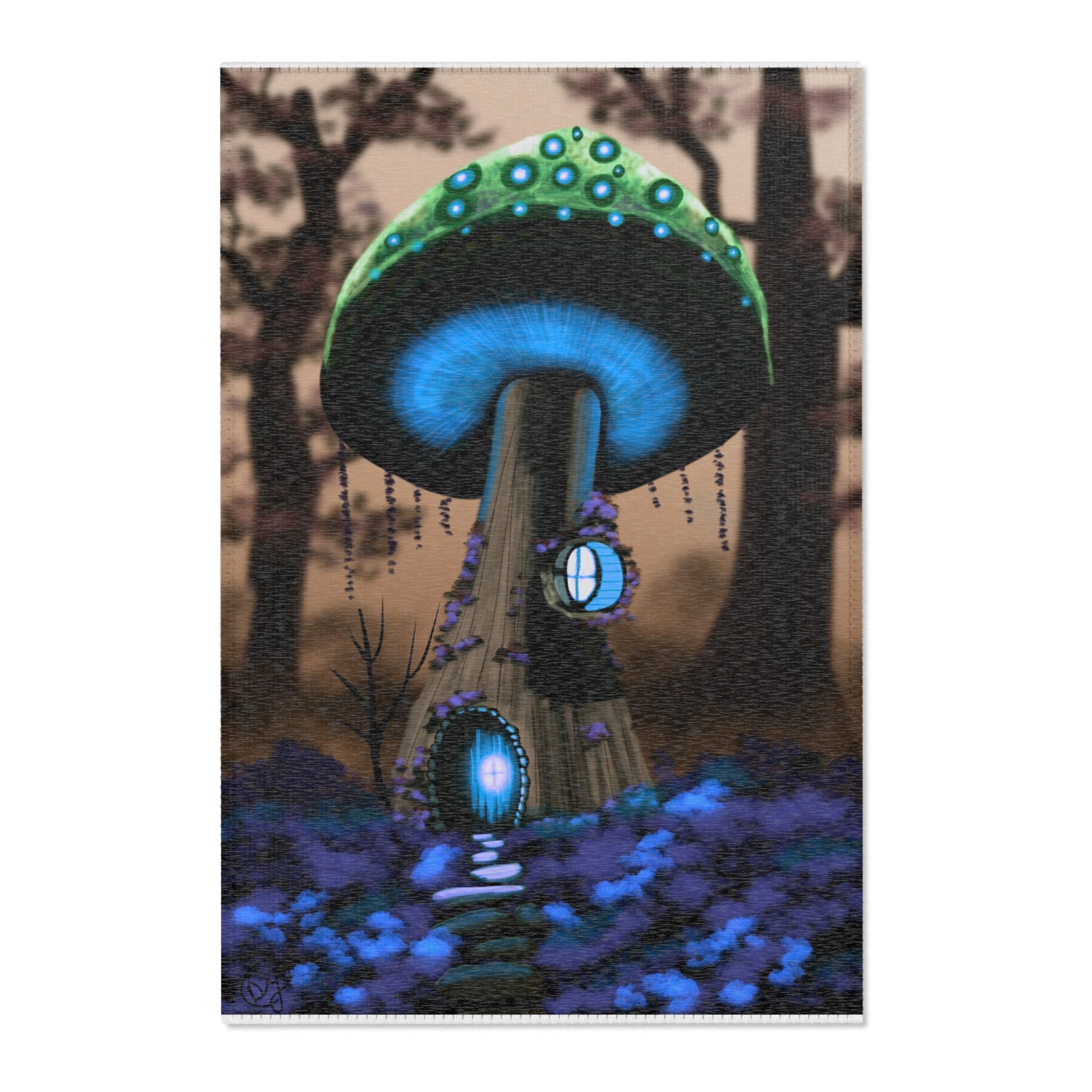 Mystical Glowing Mushroom Area Rug — Fantasy Forest Décor