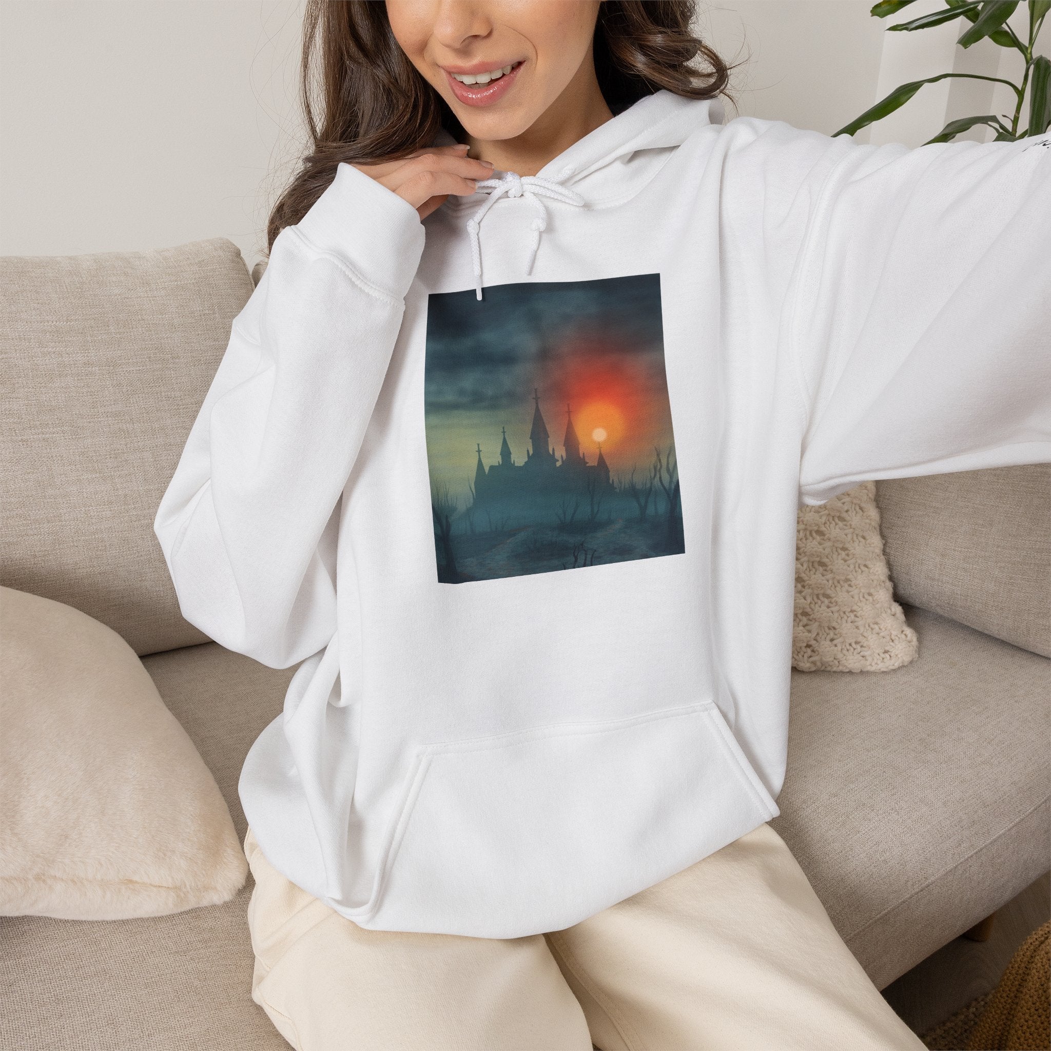 Sunset Castle Hoodie — Atmospheric Fantasy Landscape Sweatshirt