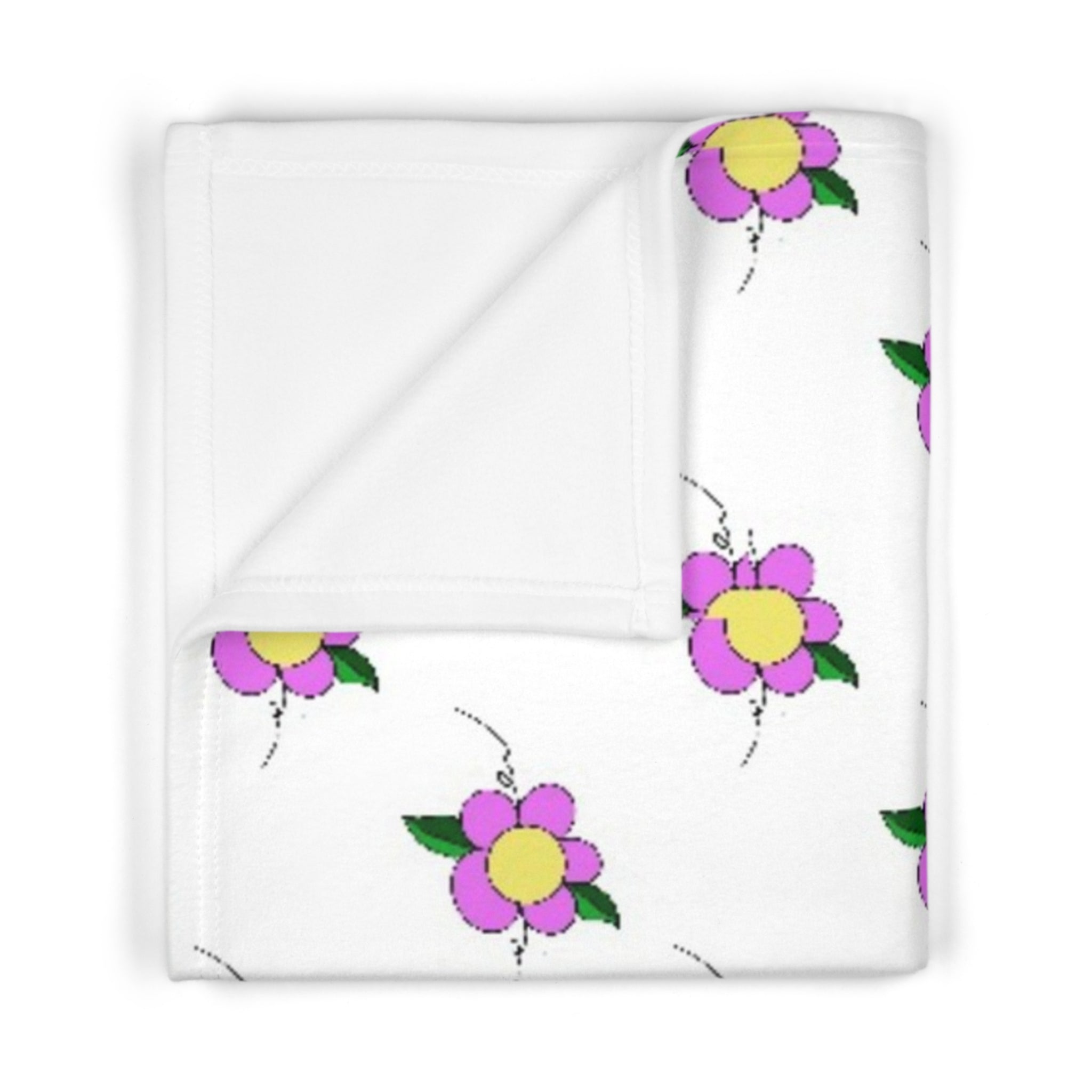 Soft Fleece Baby Blanket — Cute Purple Flower Nursery Throw