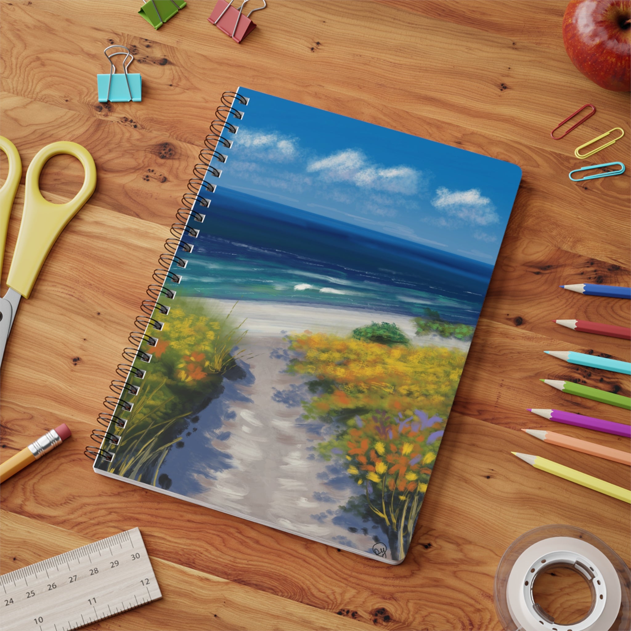 A5 Seaside Path Spiral Notebook — Beach Landscape Journal