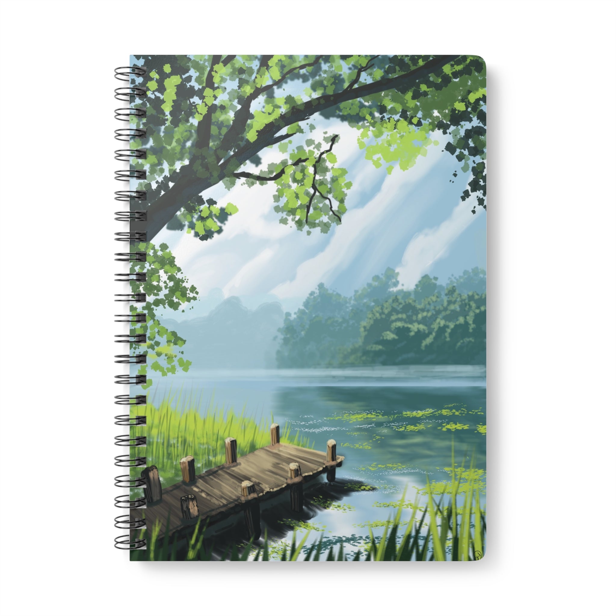 Lakefront Dock A5 Notebook — Serene Nature Journal (Wirobound Softcover)