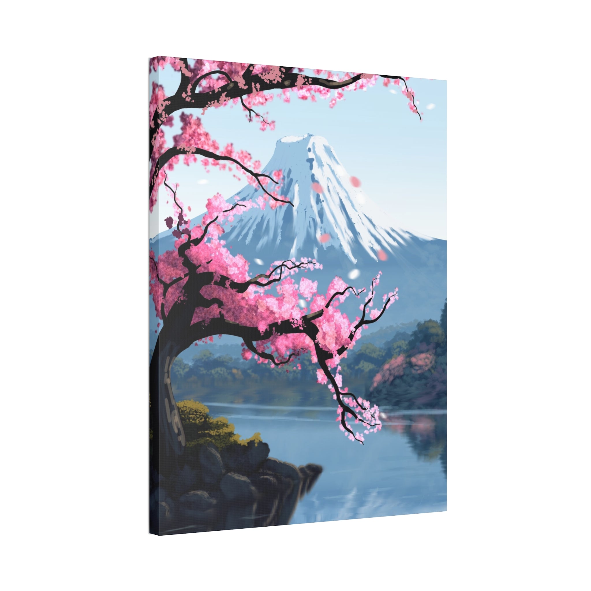 Canvas: Japanese Cherry Blossom Mount Fuji Stretched Wall Art