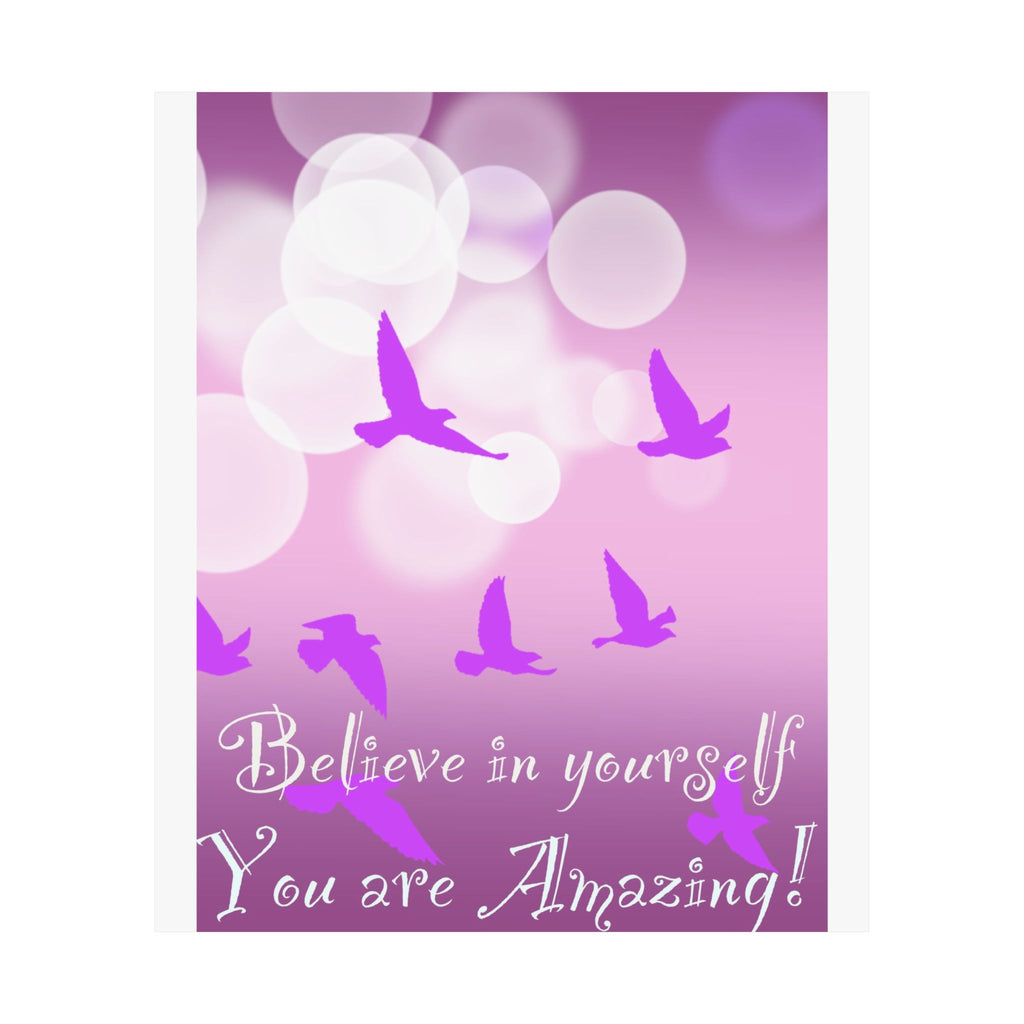 Believe in Yourself Inspirational Poster — Pink Birds Motivational Wall Art
