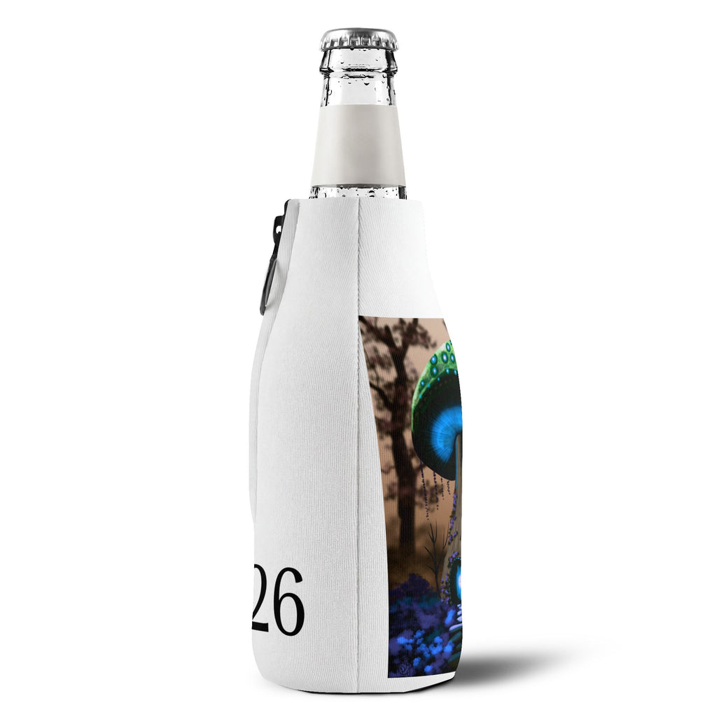 Mushroom Glow Zip-Up Bottle Cooler Sleeve — 2026 Insulated Can Koozie