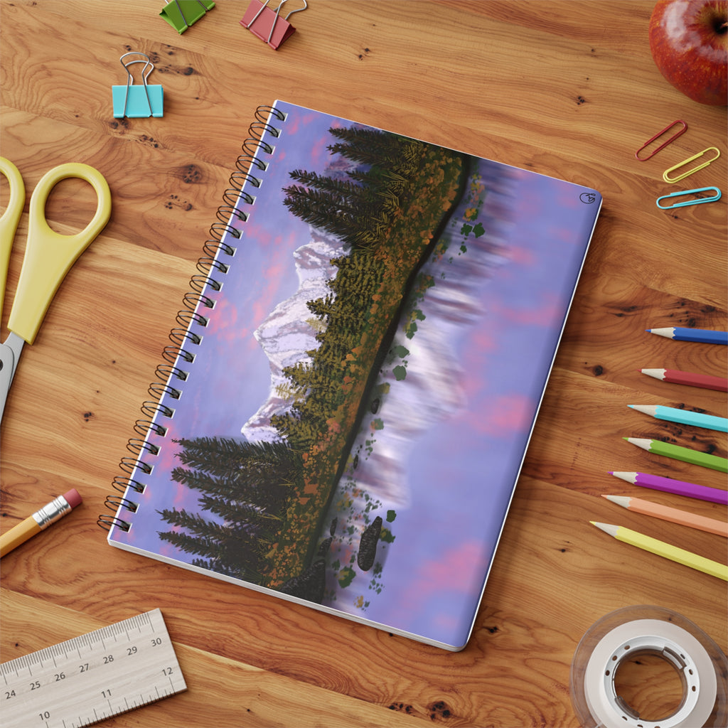Mountain Lake Sunset Spiral Notebook — A5 Wirobound Journal