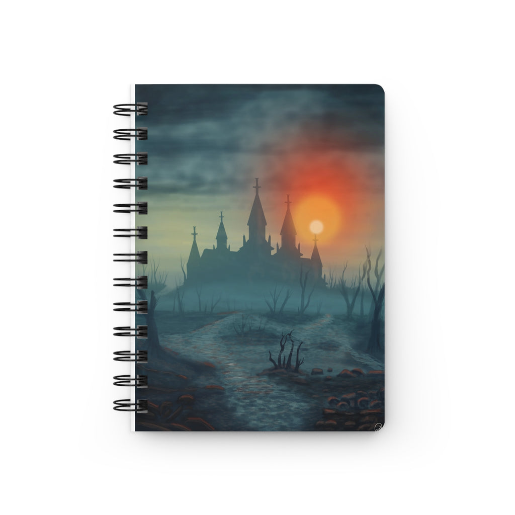 Haunted Castle Spiral Journal — Gothic Sunset Notebook for Halloween & Spooky Writing