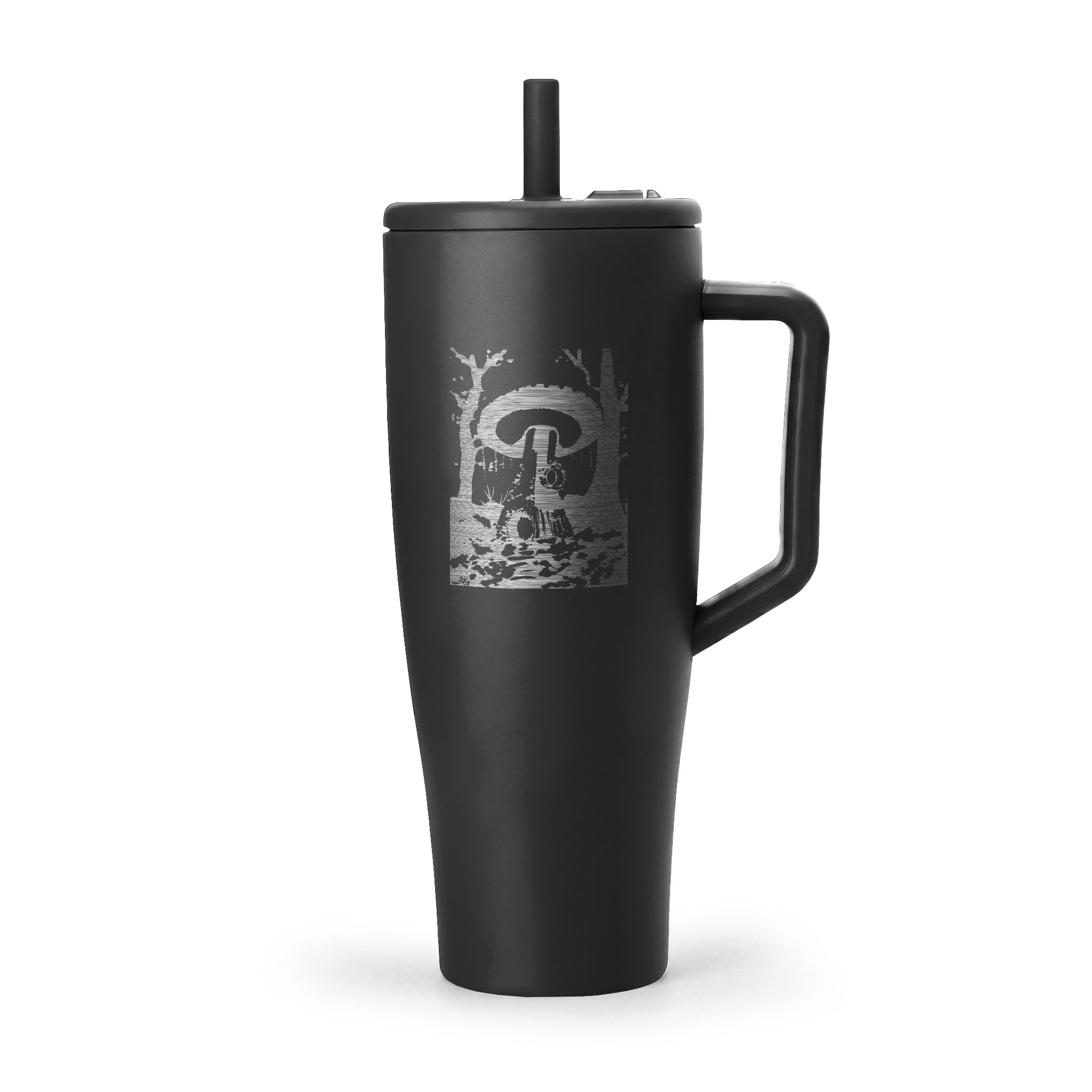 40oz Engraved Insulated Tumbler with Handle — Mushroom Forest Design