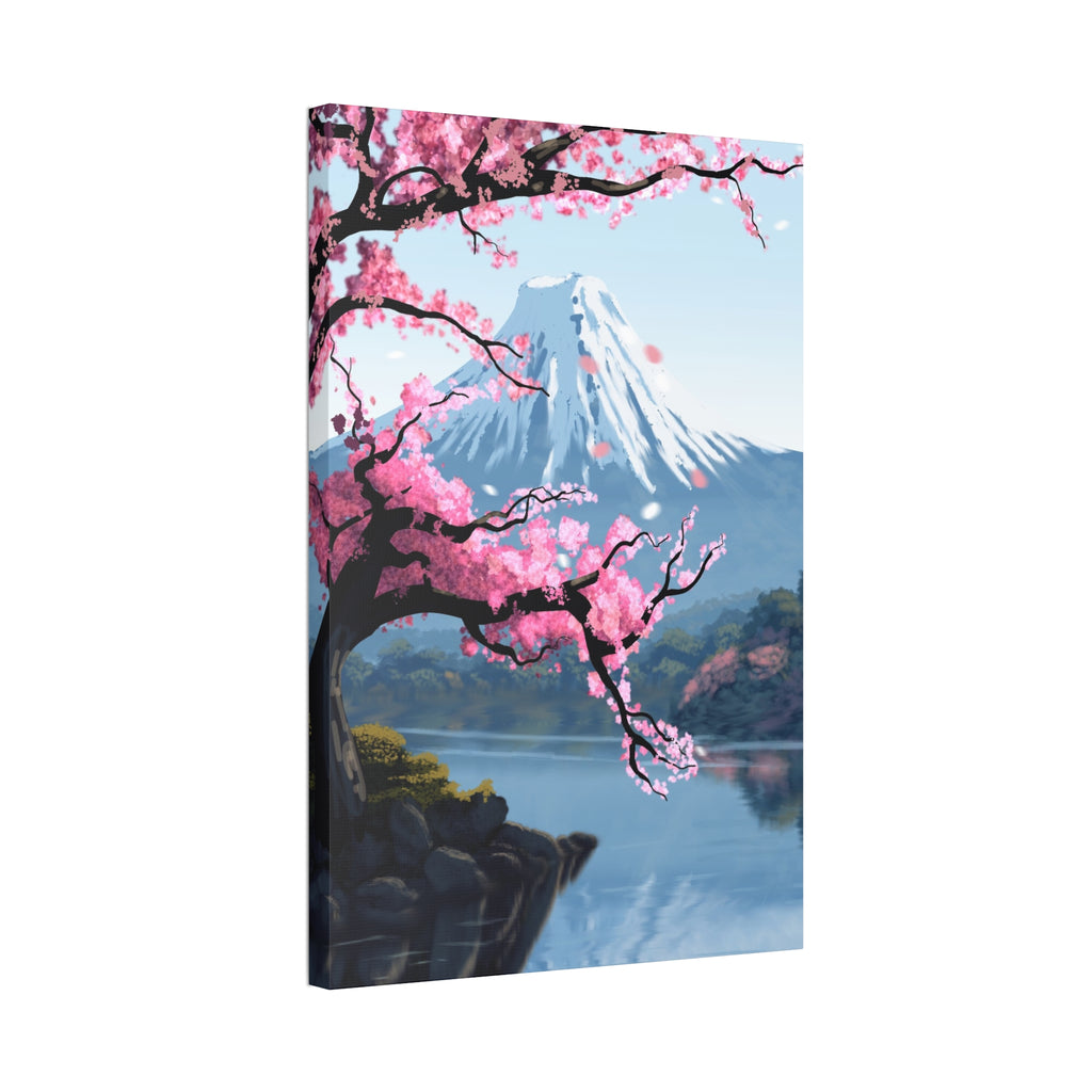 Canvas: Japanese Cherry Blossom Mount Fuji Stretched Wall Art