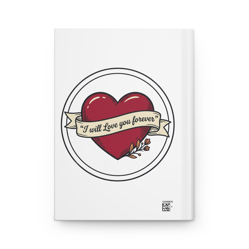 Hardcover Journal — Gothic Skull & Rose / 'I Will Love You Forever' Heart Notebook