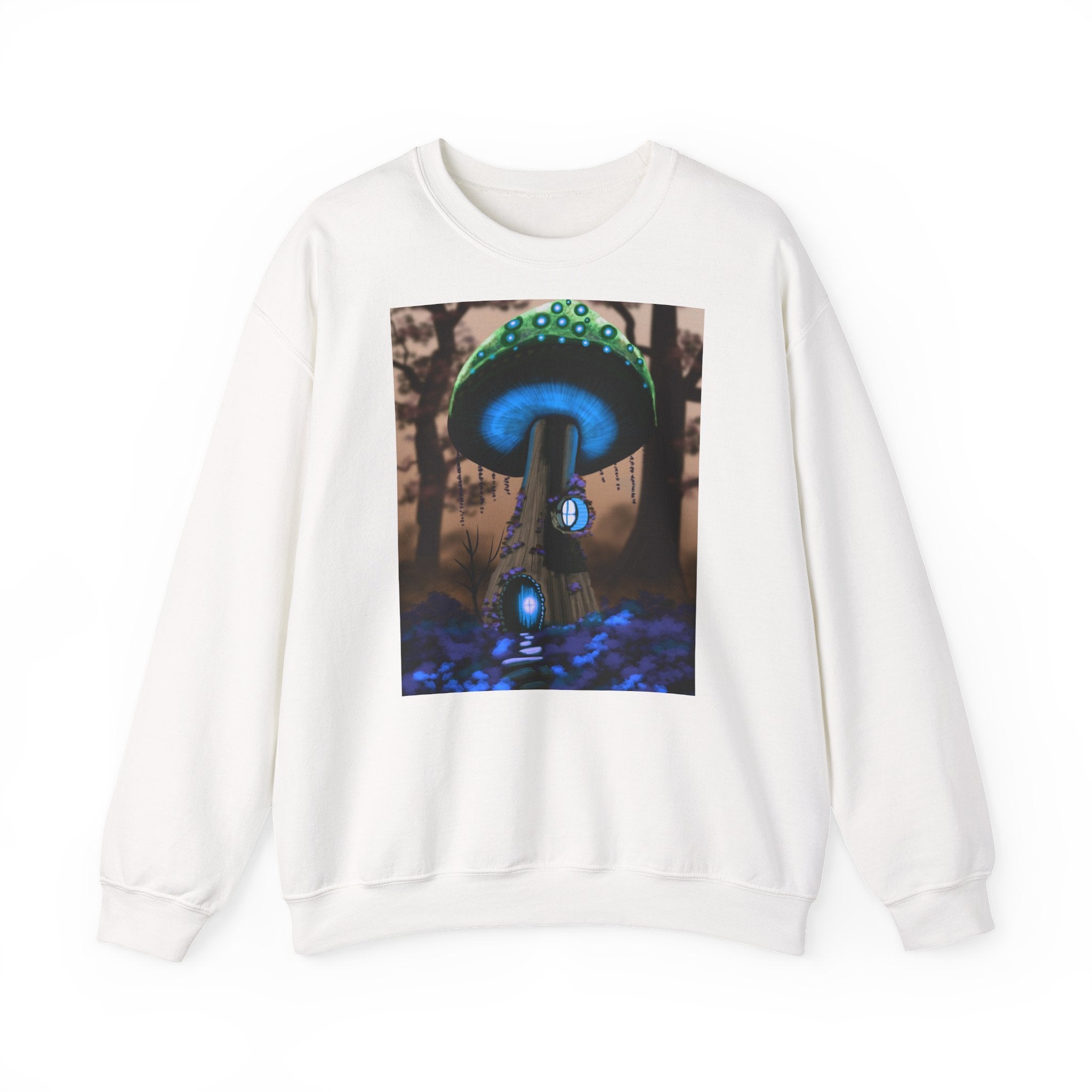 Magic Mushroom Crewneck Sweatshirt - Neon Mushroom Forest Graphic