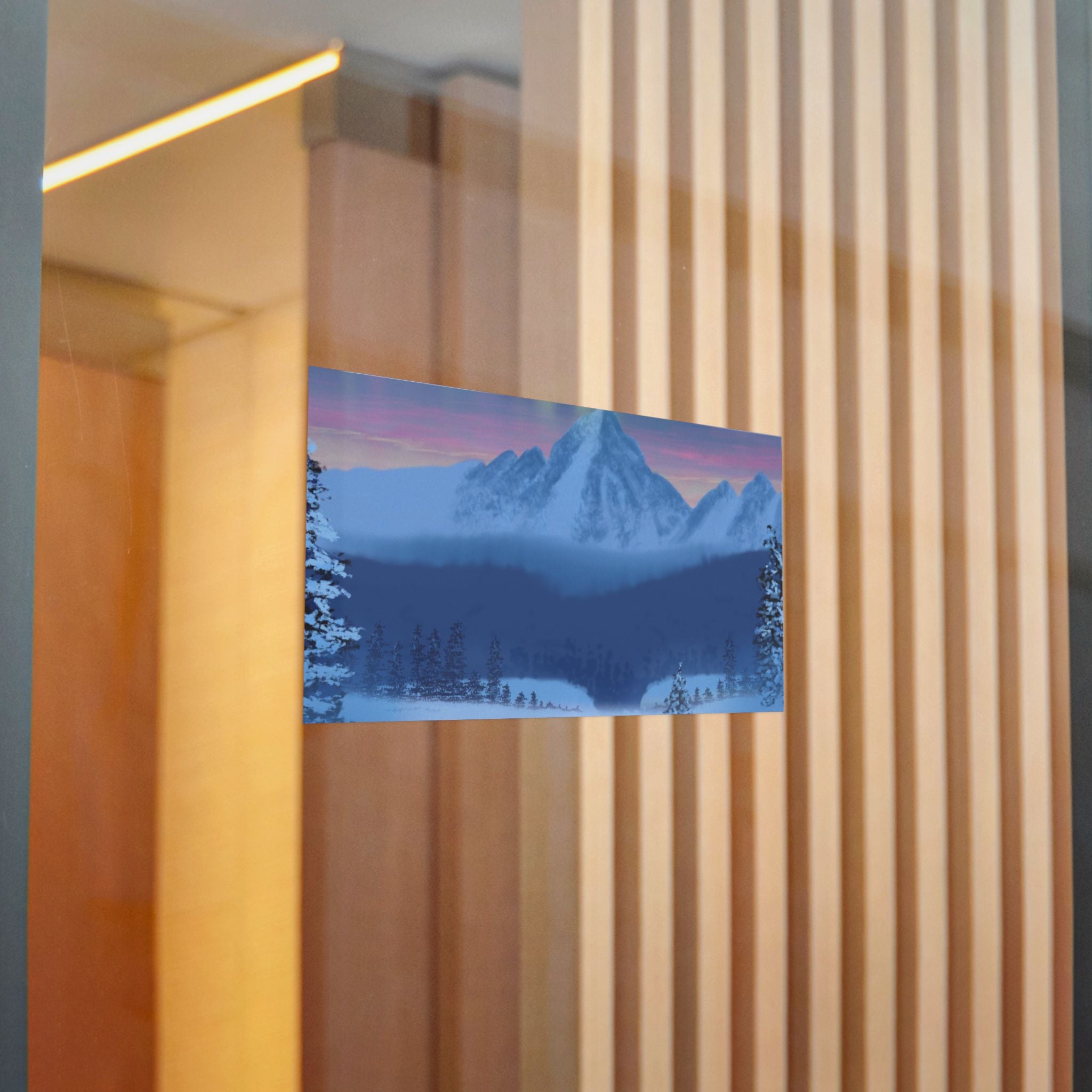 Aurora Mountain Die-Cut Sticker — Winter Snowscape Sticker