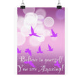 Believe in Yourself Inspirational Poster — Pink Birds Motivational Wall Art