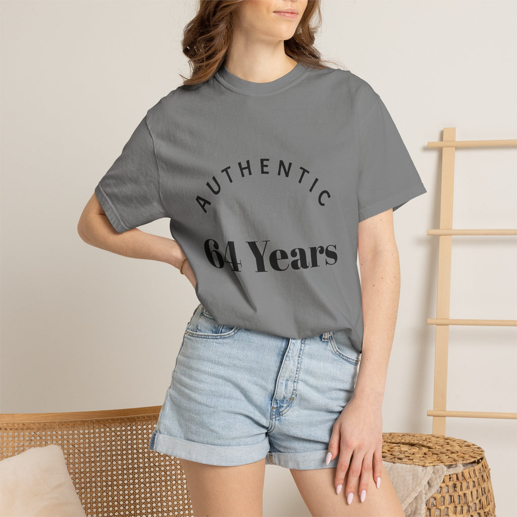 T-Shirt — "Authentic 64 Years" with Enchanted Mushroom Back Art