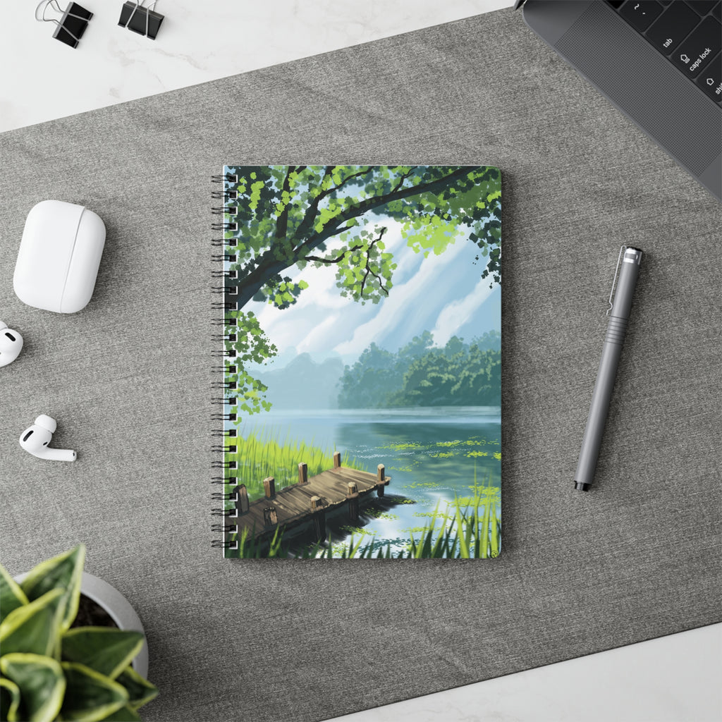 Lakefront Dock A5 Notebook — Serene Nature Journal (Wirobound Softcover)