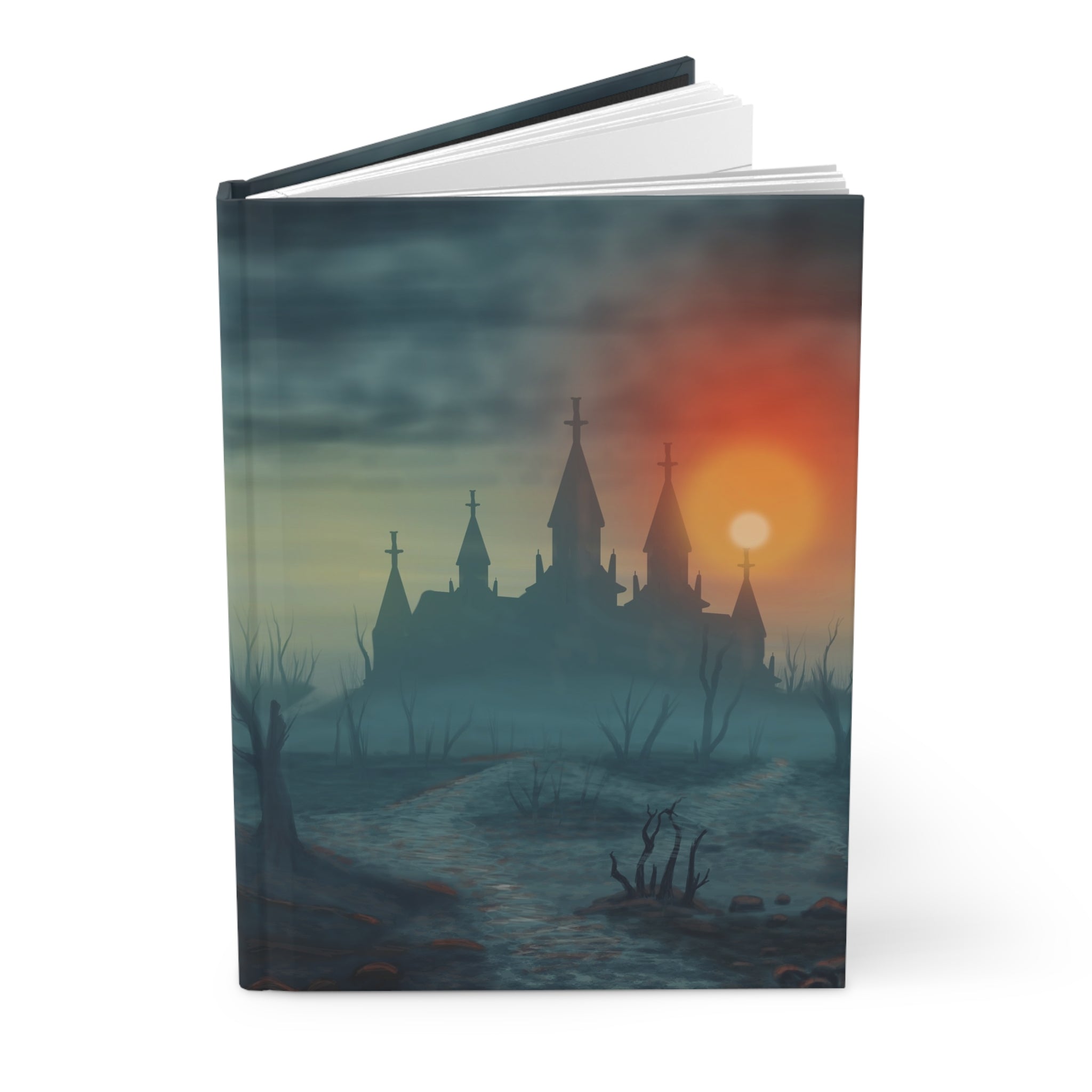 Haunted Castle Hardcover Journal — Gothic Sunset Notebook for Spooky Journaling