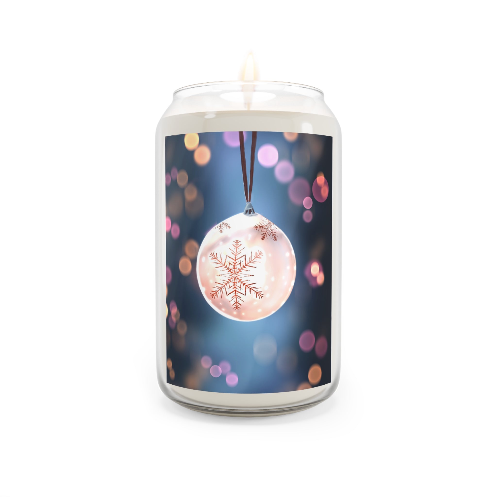 Holiday Ornament Soy Candle — Scented 13.75oz (Snowflake Bokeh)