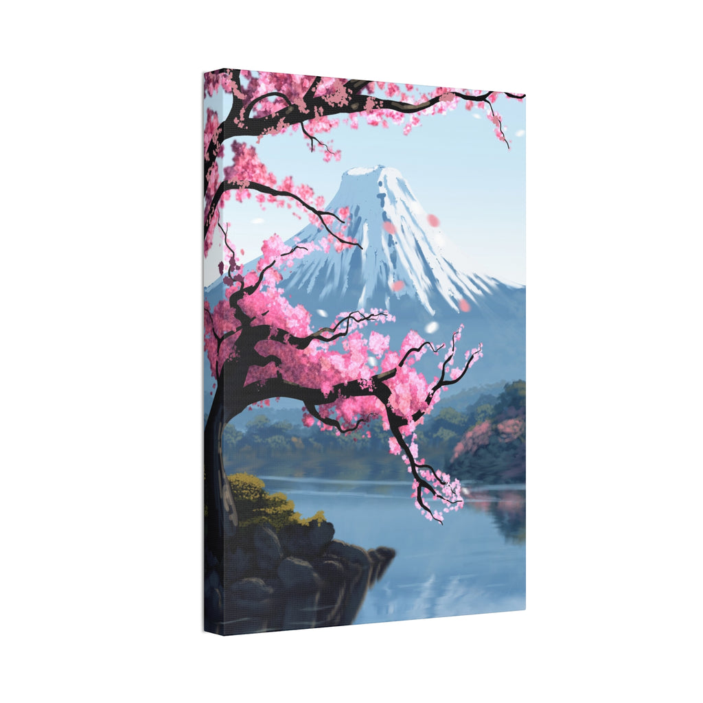 Canvas: Japanese Cherry Blossom Mount Fuji Stretched Wall Art