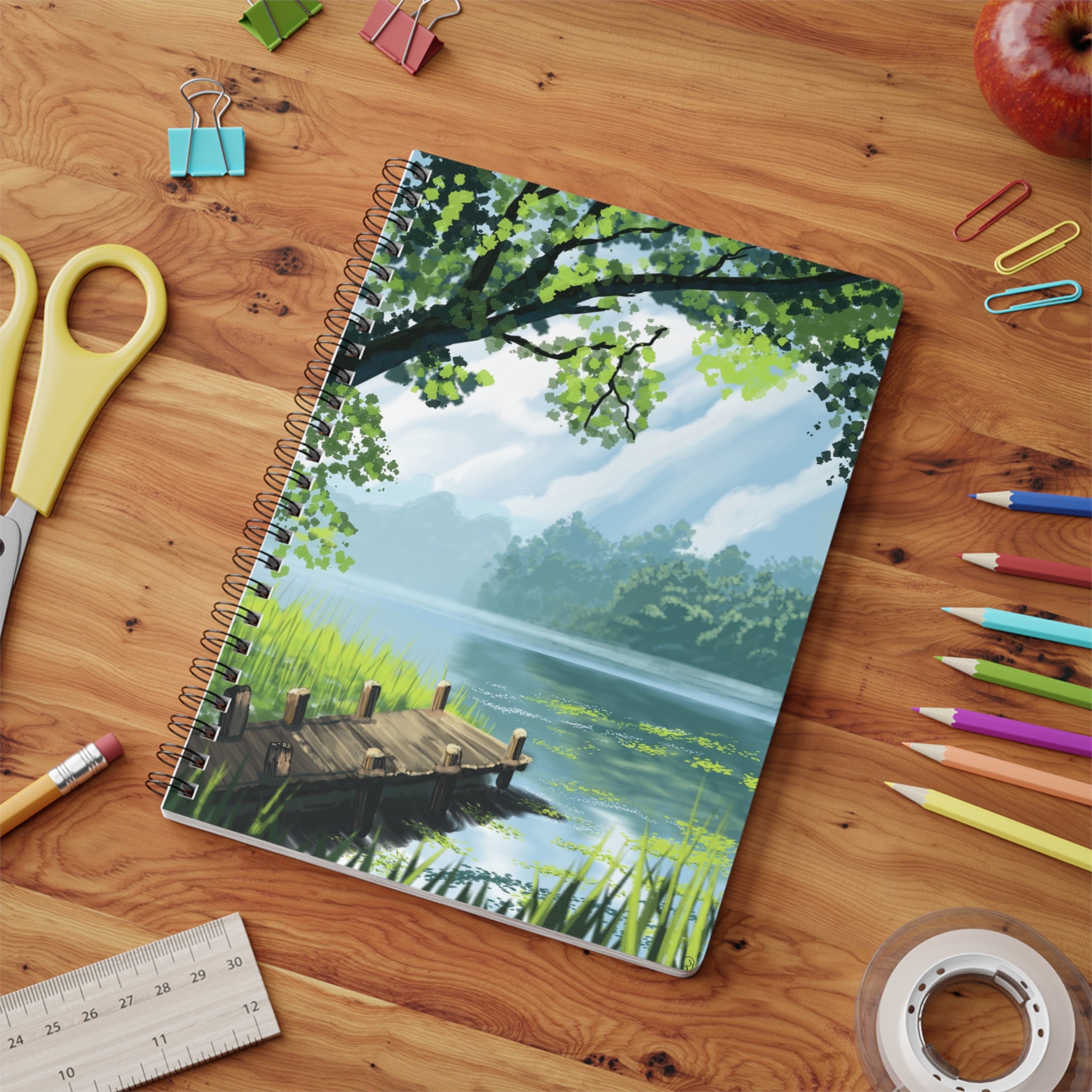 Lakefront Dock A5 Notebook — Serene Nature Journal (Wirobound Softcover)