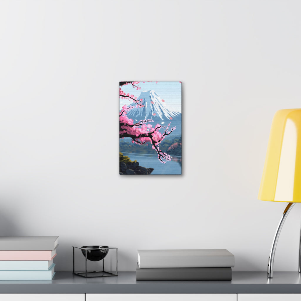 Canvas: Japanese Cherry Blossom Mount Fuji Stretched Wall Art