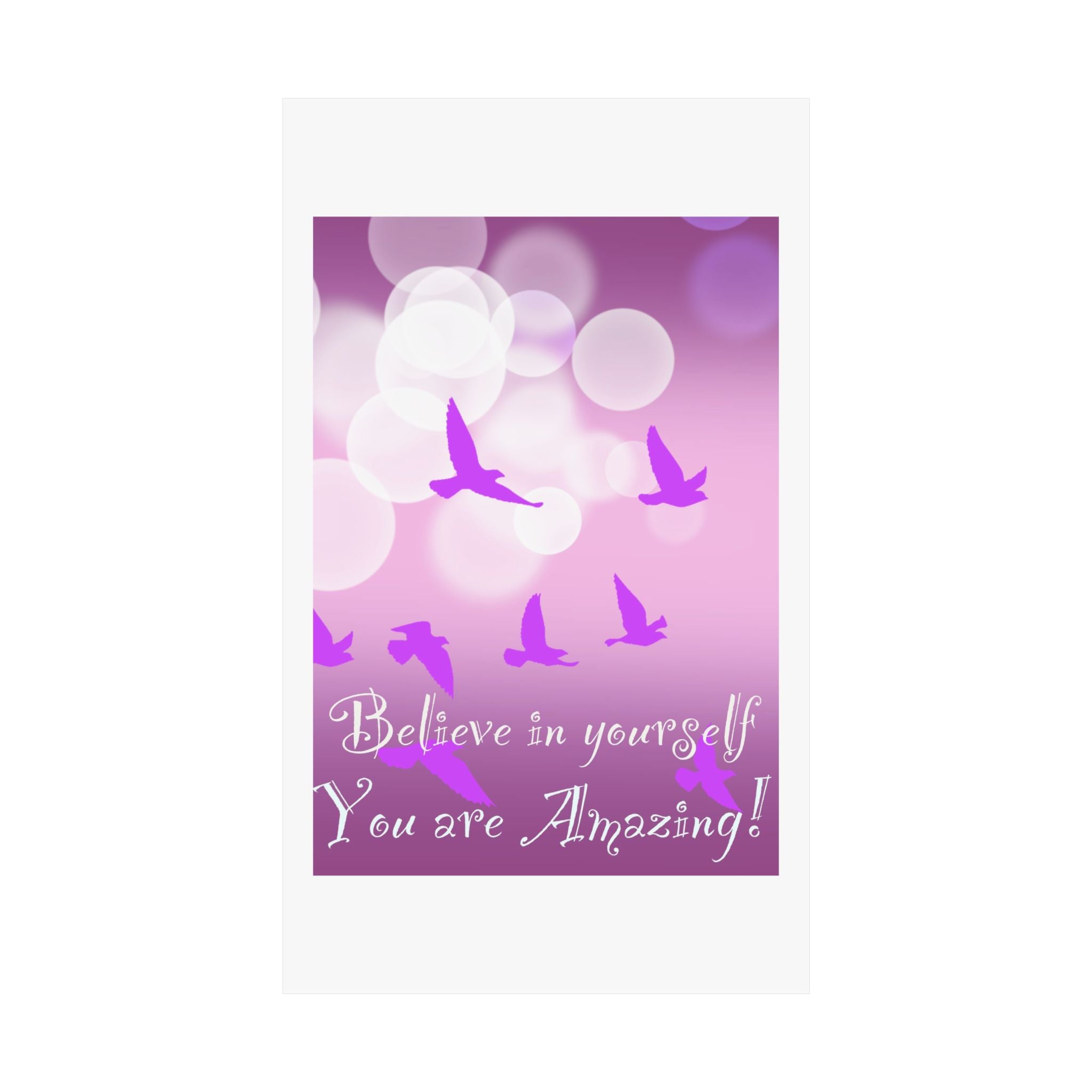 Believe in Yourself Inspirational Poster — Pink Birds Motivational Wall Art