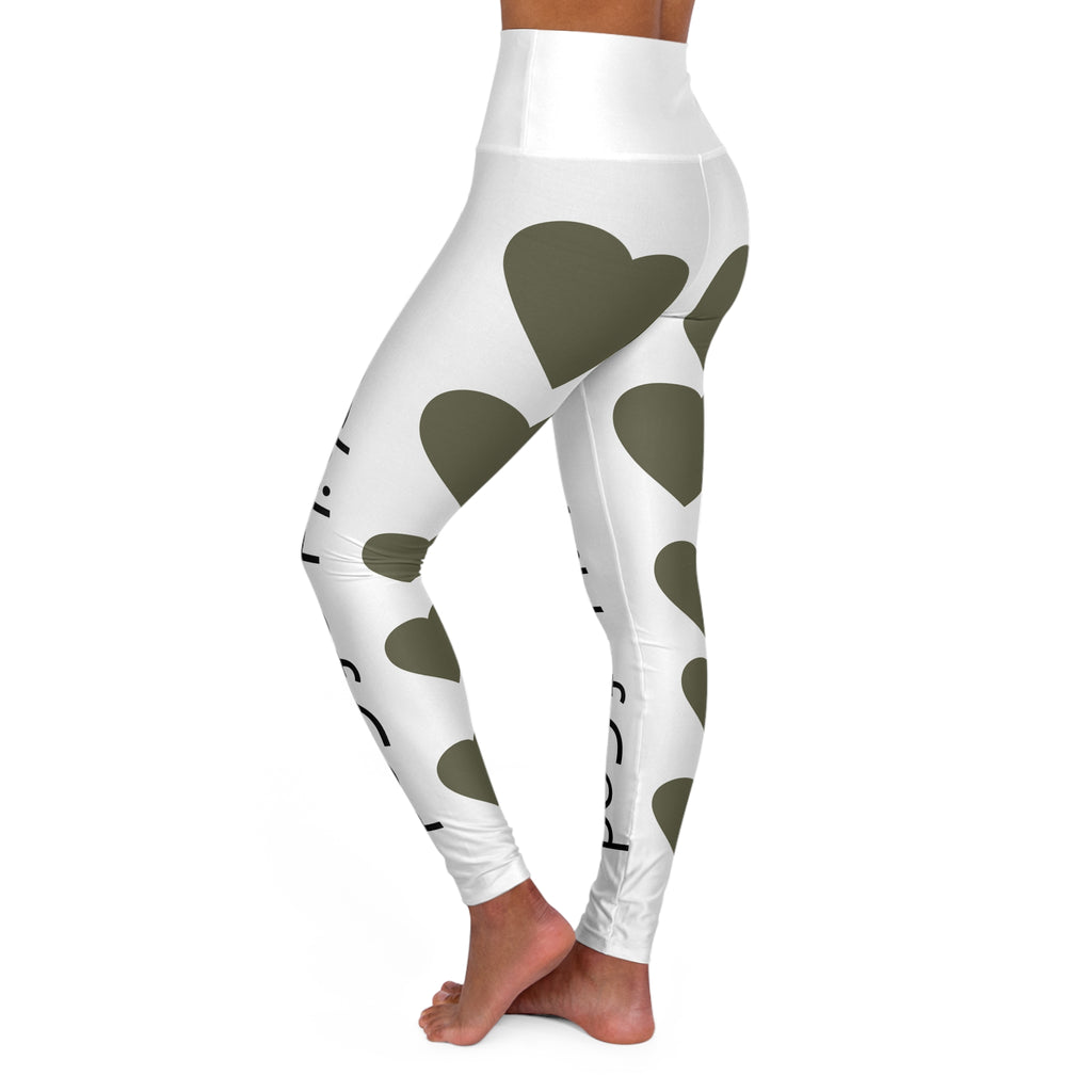 I Am a Child of God High-Waisted Yoga Leggings — Inspirational Faith Workout Tights with Heart Print