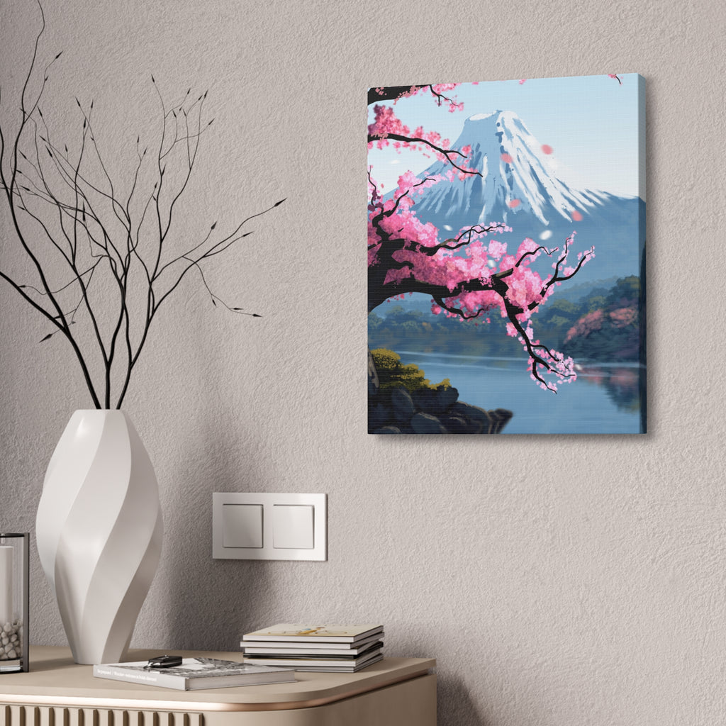 Canvas: Japanese Cherry Blossom Mount Fuji Stretched Wall Art