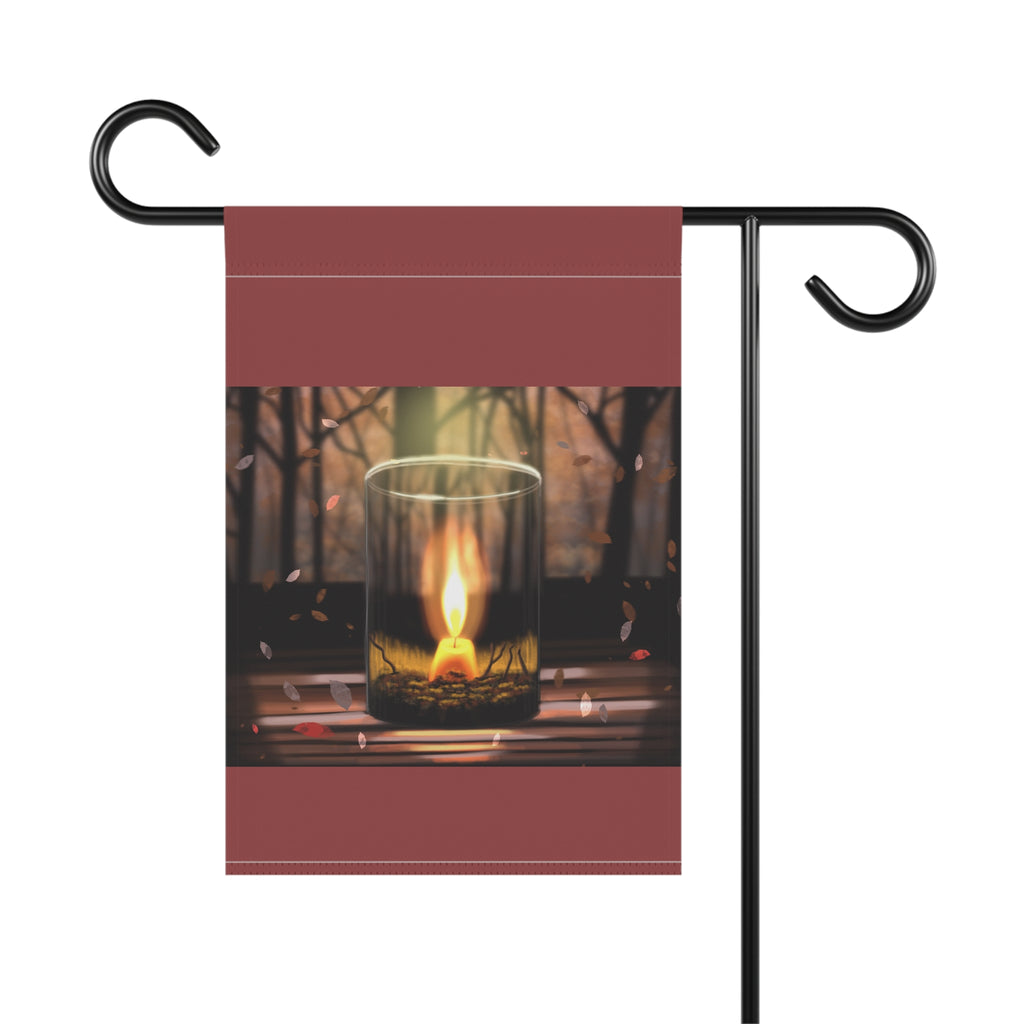 Autumn Candle Garden Flag — Cozy Fall Outdoor House Banner