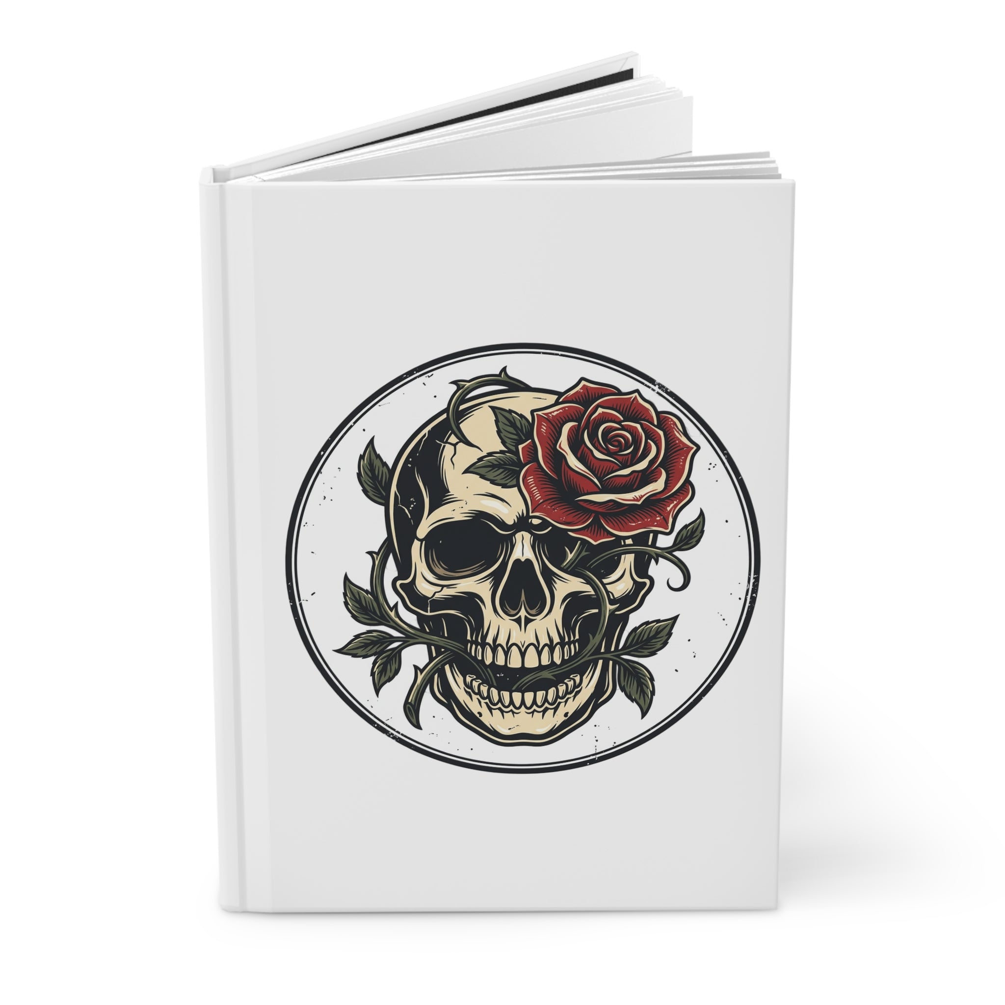Hardcover Journal — Gothic Skull & Rose / 'I Will Love You Forever' Heart Notebook