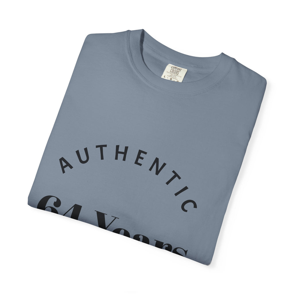 T-Shirt — "Authentic 64 Years" with Enchanted Mushroom Back Art