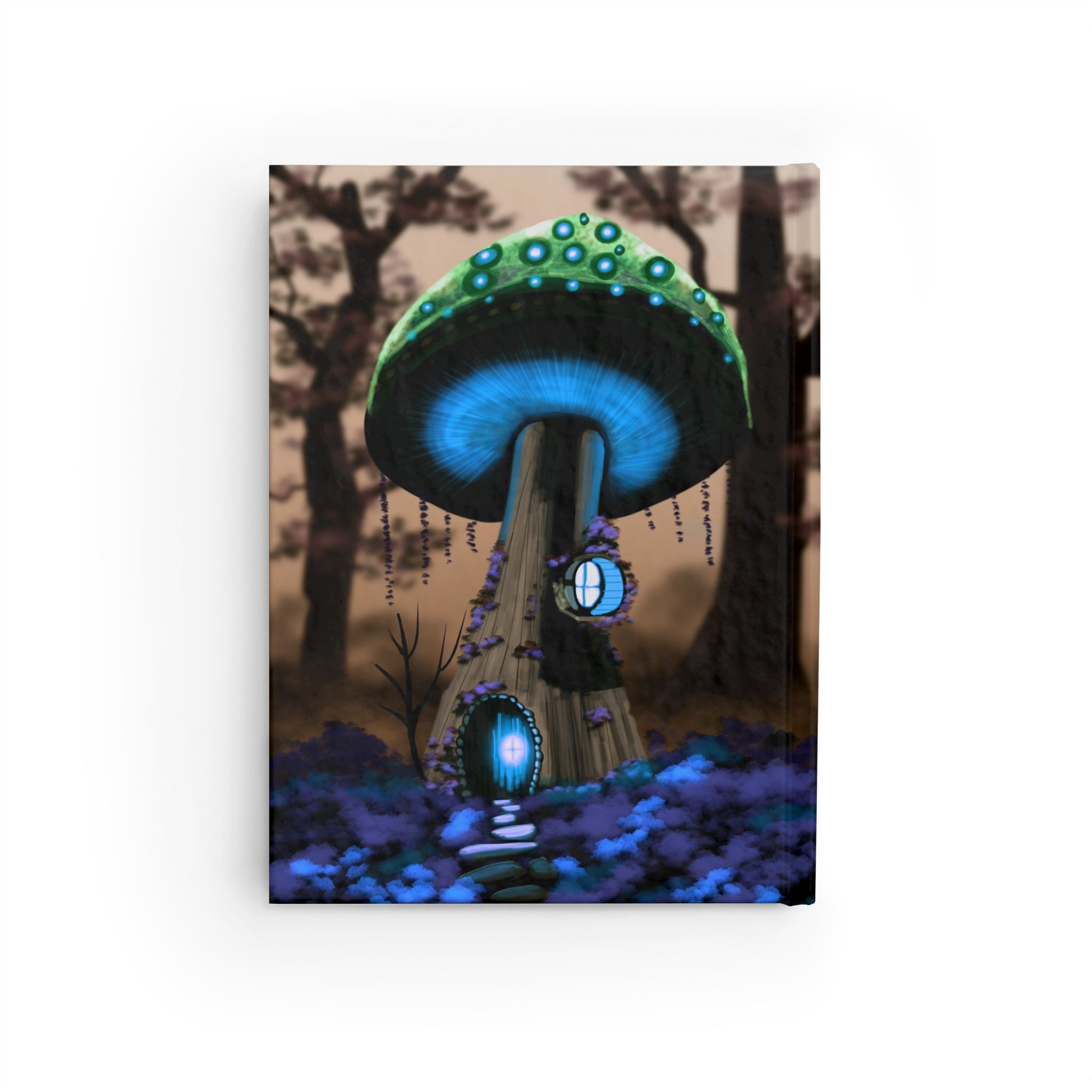 Mushroom Cottage Ruled Journal — Glowing Forest Fantasy Notebook