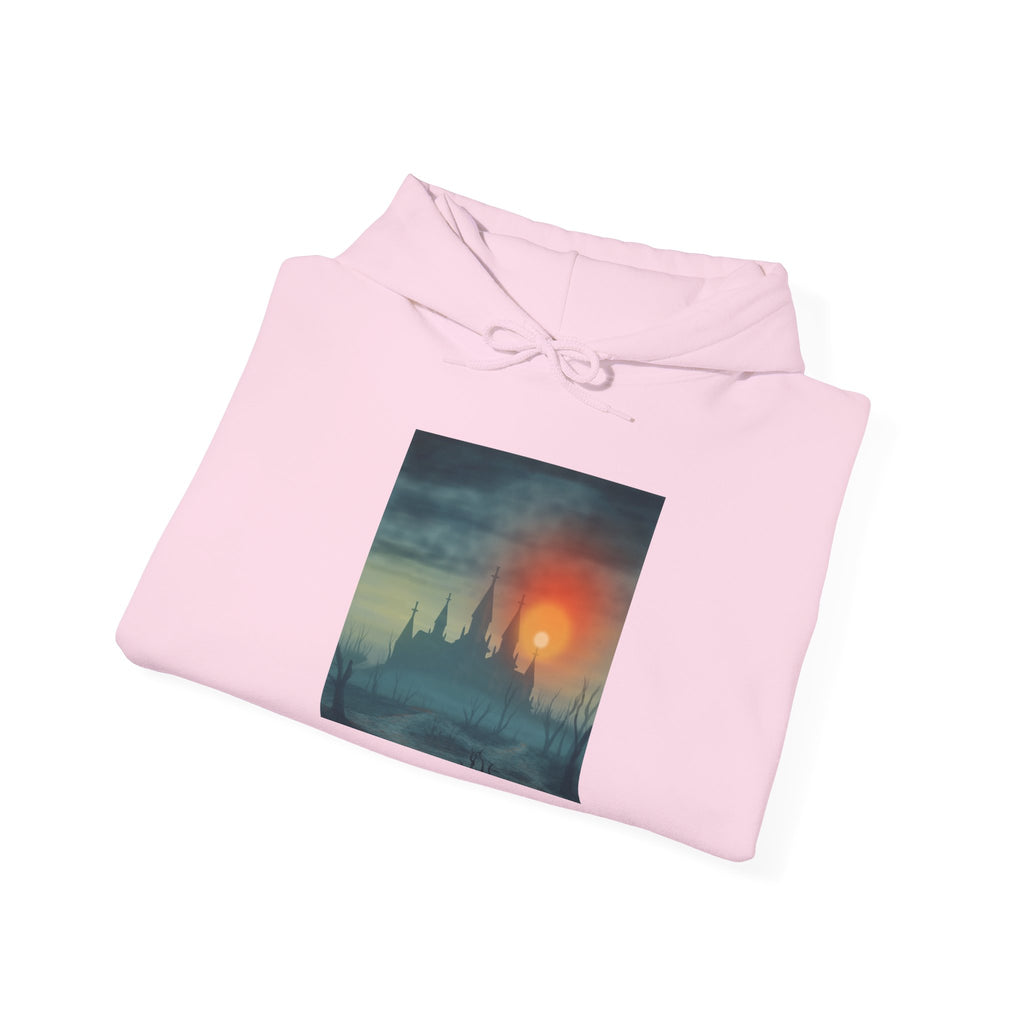 Sunset Castle Hoodie — Atmospheric Fantasy Landscape Sweatshirt