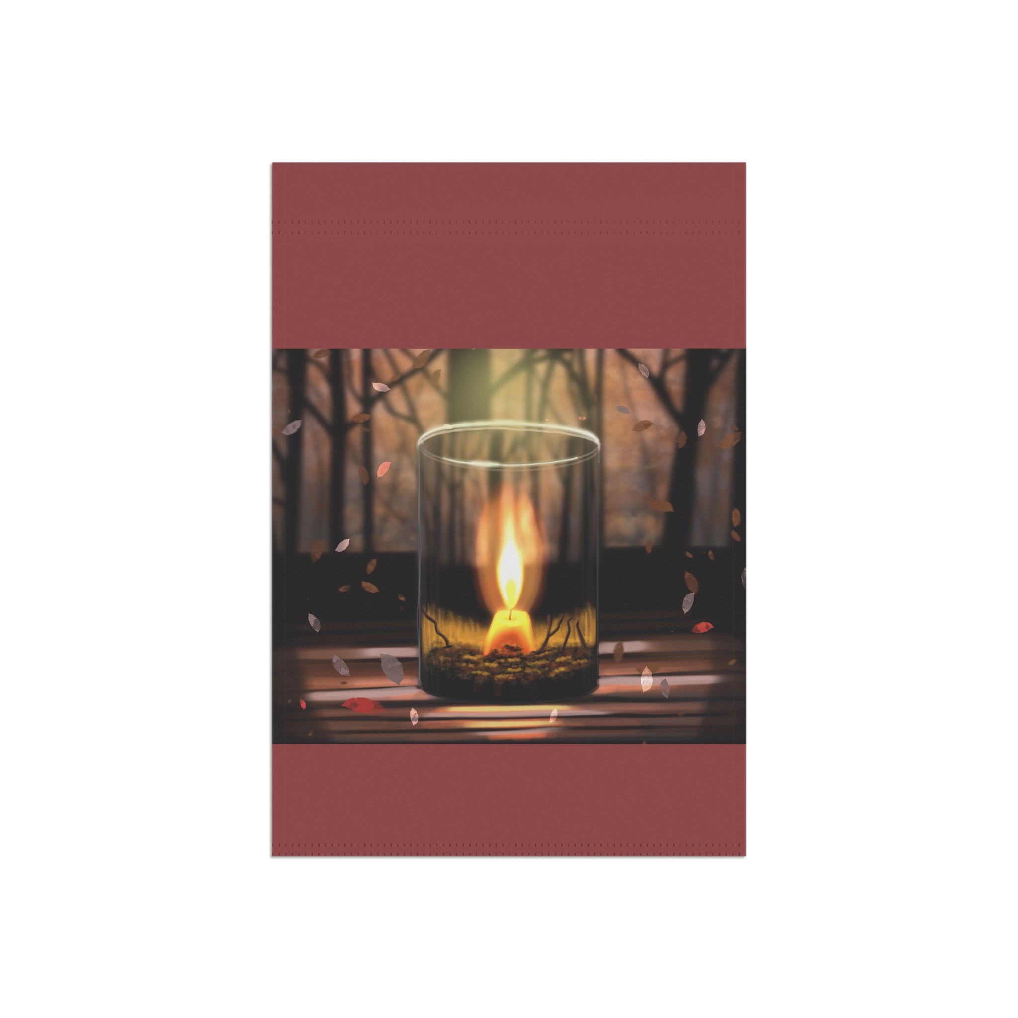 Autumn Candle Garden Flag — Cozy Fall Outdoor House Banner