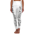 I Am a Child of God High-Waisted Yoga Leggings — Inspirational Faith Workout Tights with Heart Print