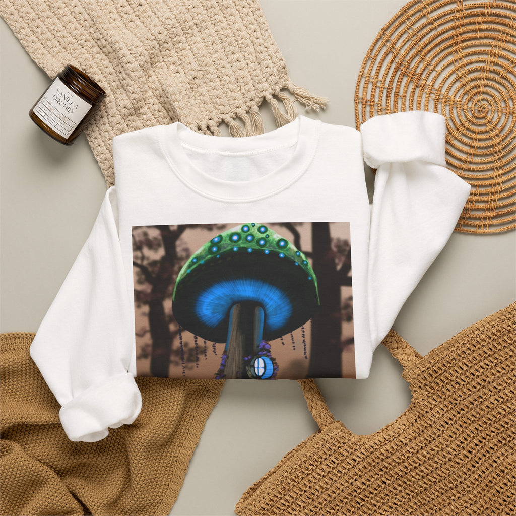 Magic Mushroom Crewneck Sweatshirt - Neon Mushroom Forest Graphic
