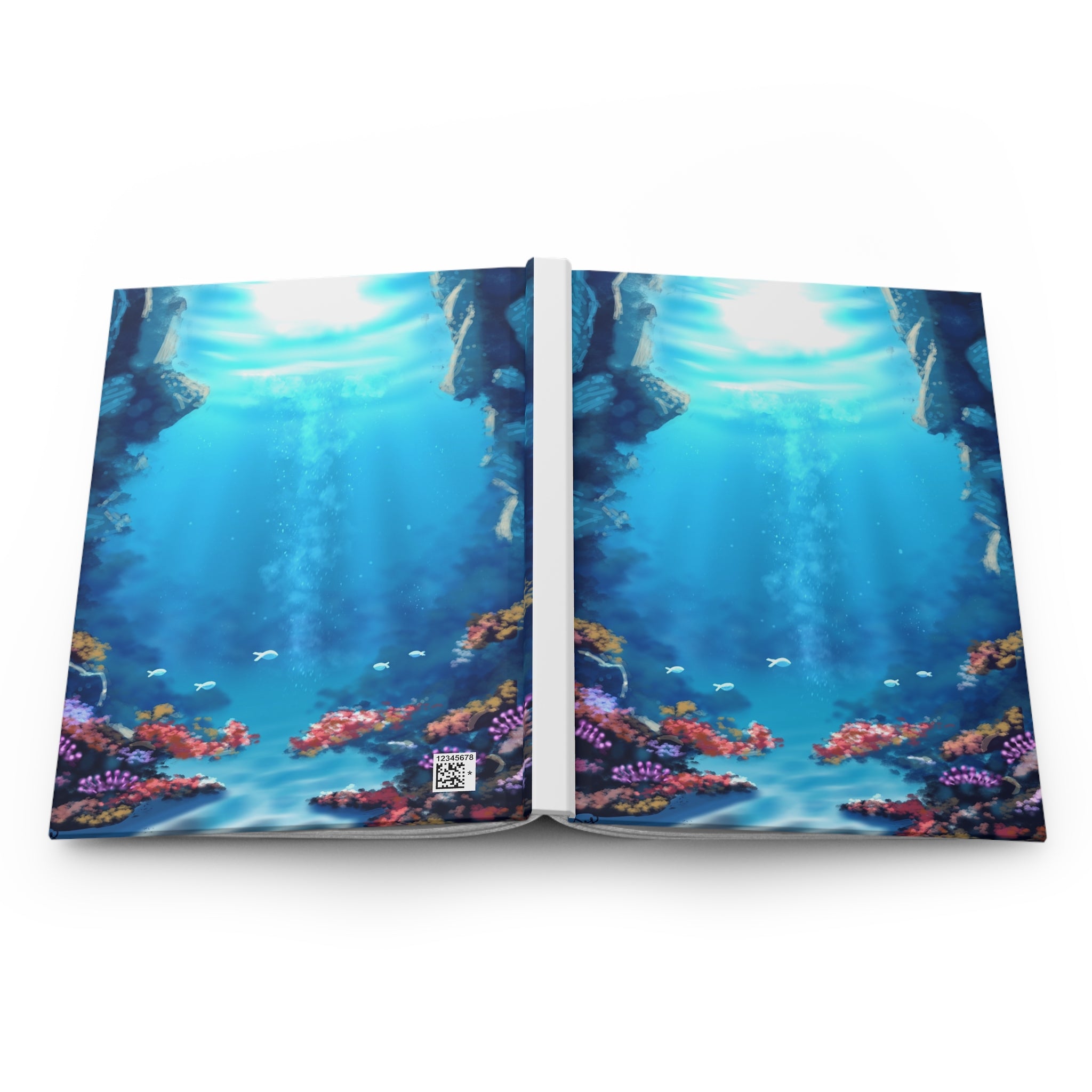 Underwater Sunbeam Hardcover Journal — Ocean Coral Notebook for Travel, Sketching & Daily Journaling