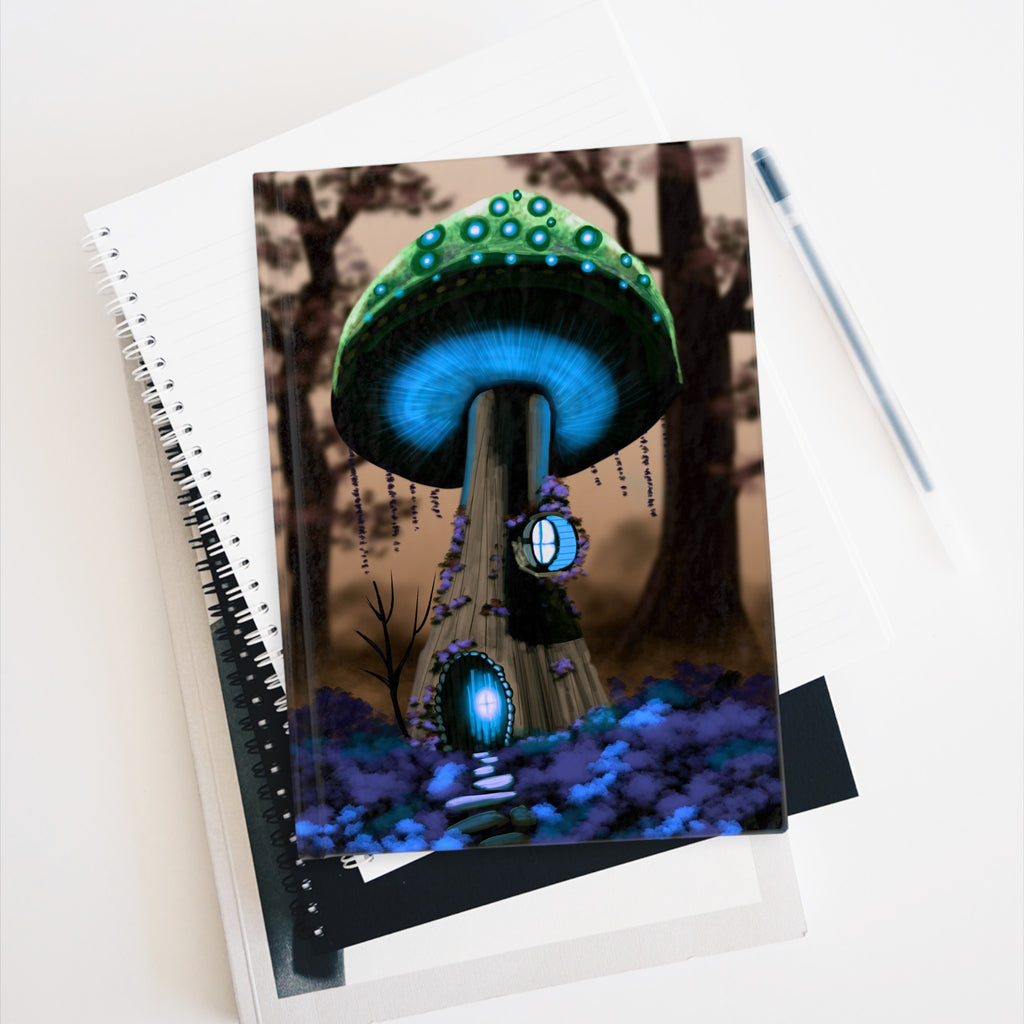 Mushroom Cottage Ruled Journal — Glowing Forest Fantasy Notebook