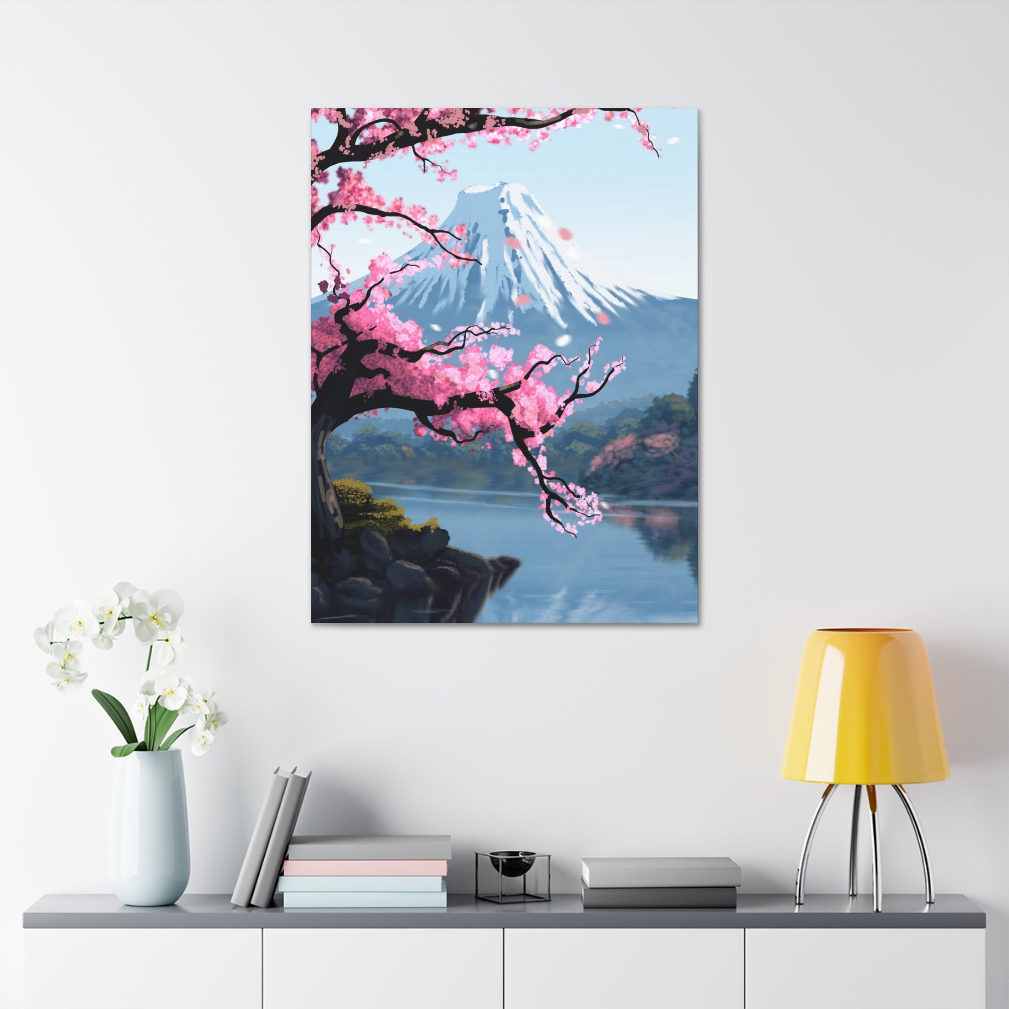 Canvas: Japanese Cherry Blossom Mount Fuji Stretched Wall Art