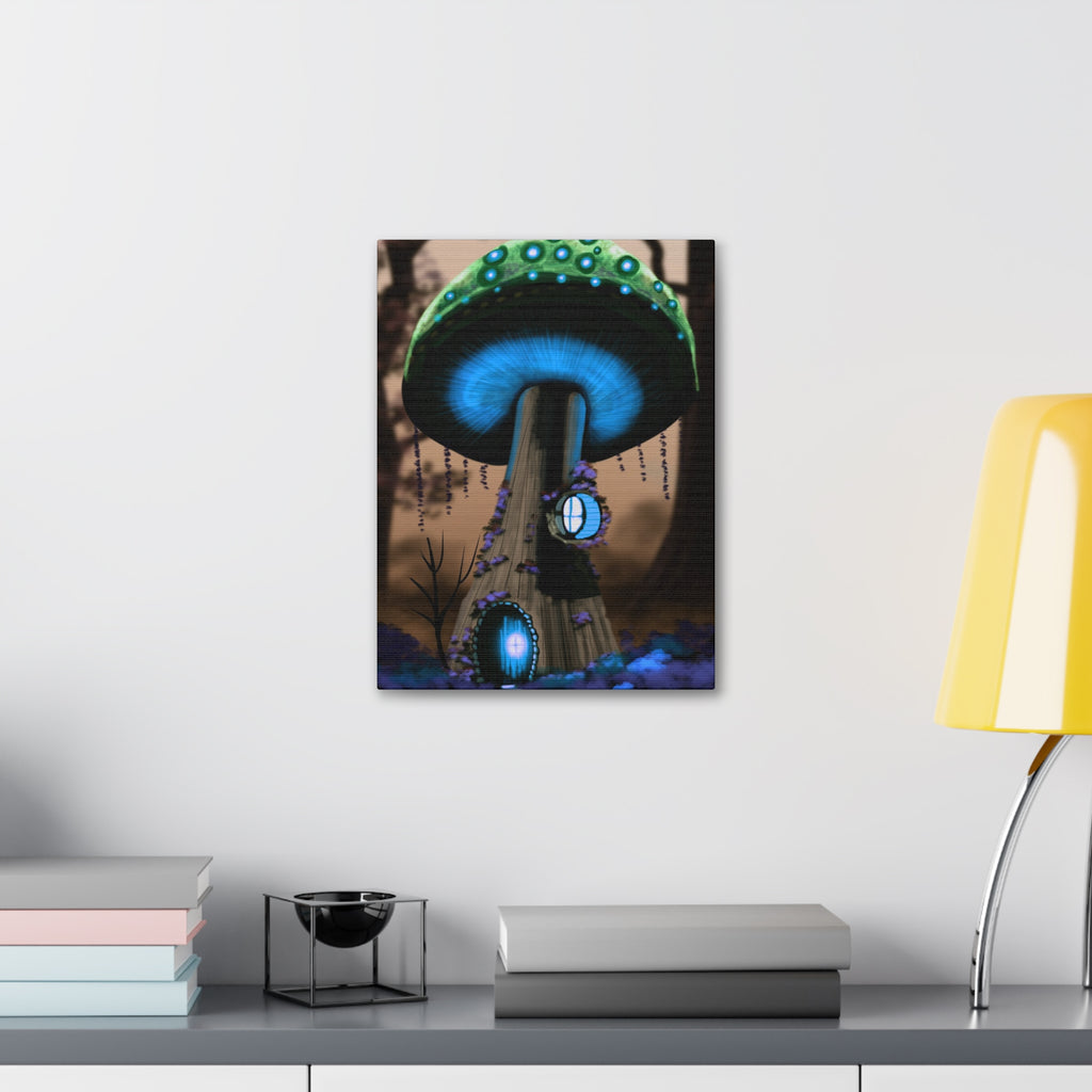 Mushroom House Canvas Print — Fantasy Woodland Wall Art