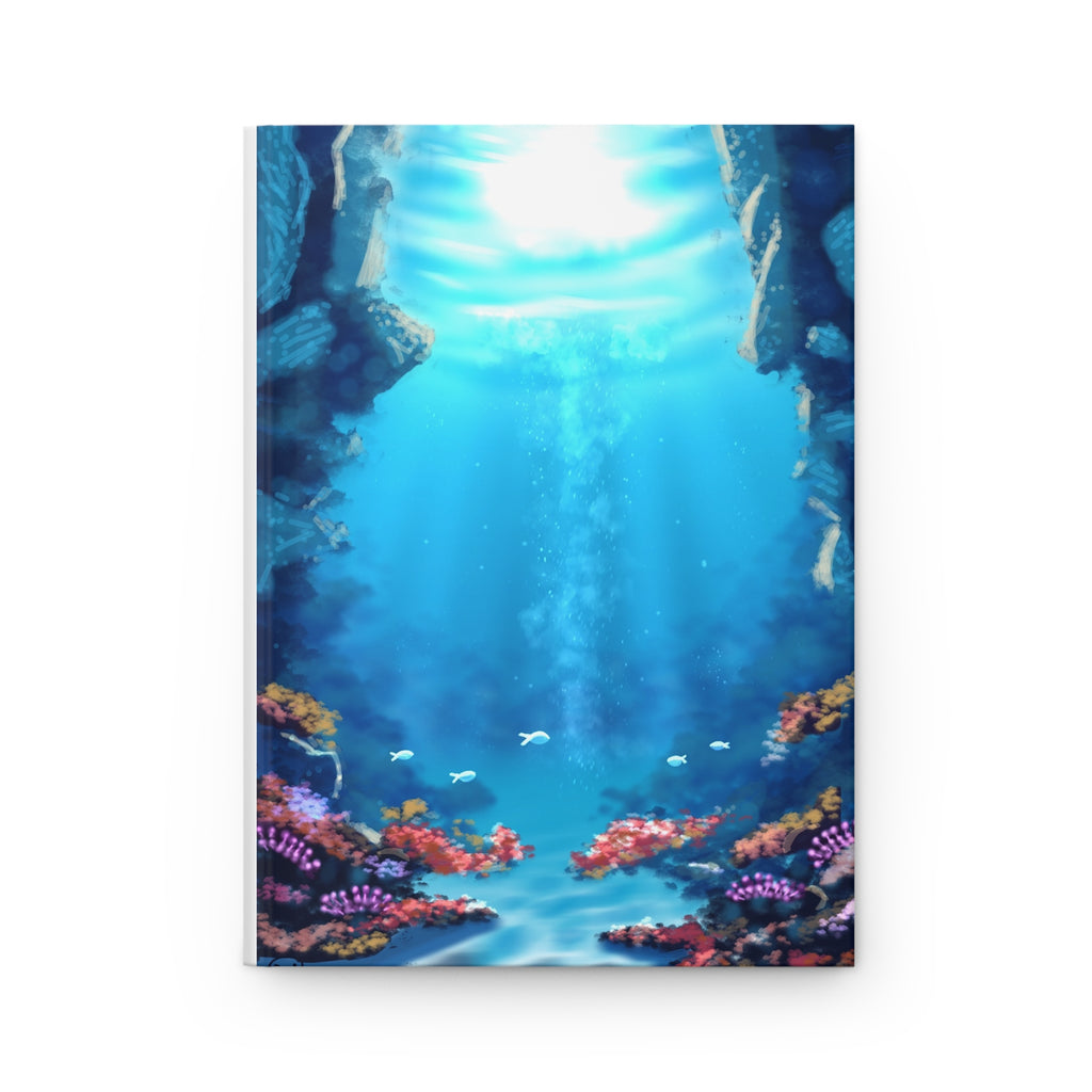 Underwater Sunbeam Hardcover Journal — Ocean Coral Notebook for Travel, Sketching & Daily Journaling