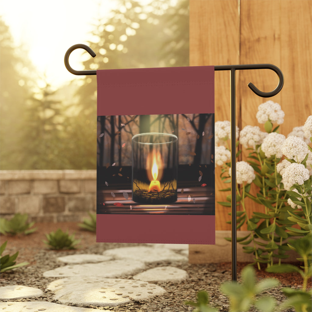 Autumn Candle Garden Flag — Cozy Fall Outdoor House Banner